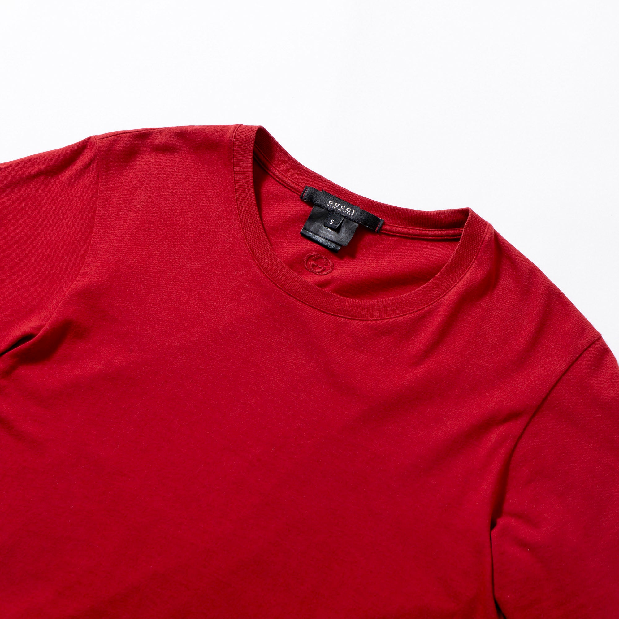 グッチ GUCCI クルーネックTシャツ レッド 刺繍ロゴ コットン カットソー メンズファッション メンズトップス レディース ユニセックス