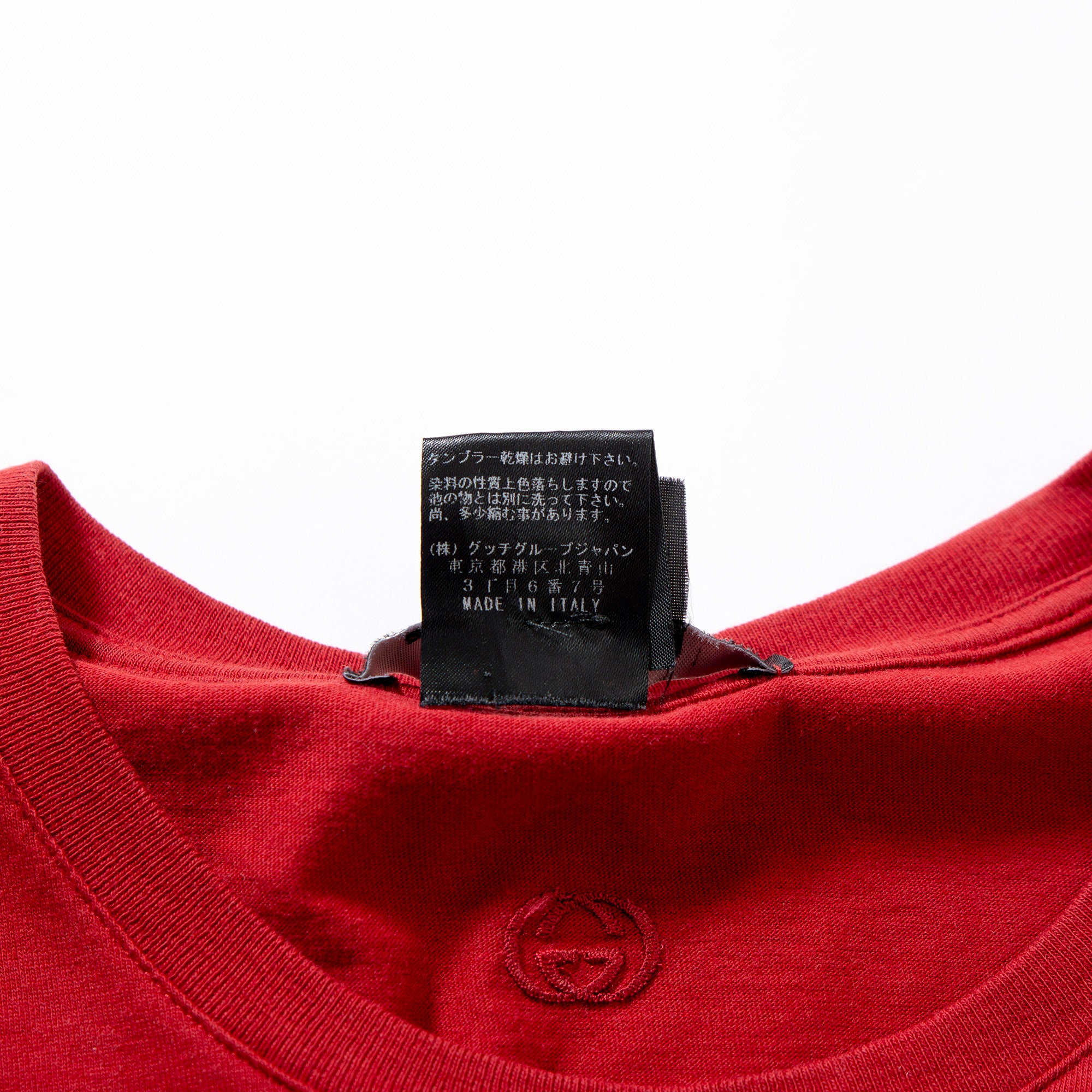 グッチ GUCCI クルーネックTシャツ レッド 刺繍ロゴ コットン カットソー メンズファッション メンズトップス レディース ユニセックス