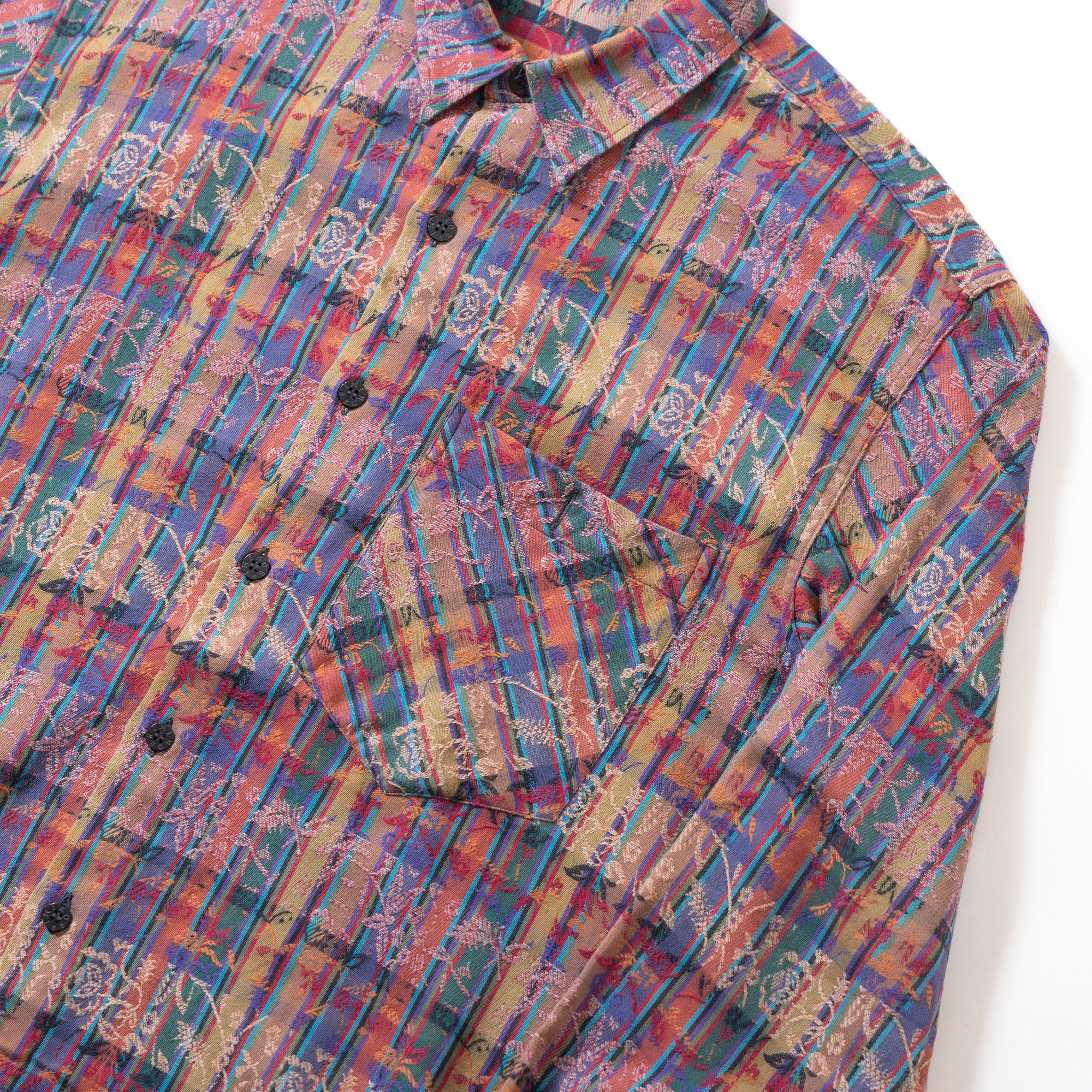 ミッソーニ MISSONI 総柄 コットンシャツ チェックシャツ 柄シャツ 刺繍柄 ジャカード織 ボックスシルエット 長袖シャツ ロングスリーブ