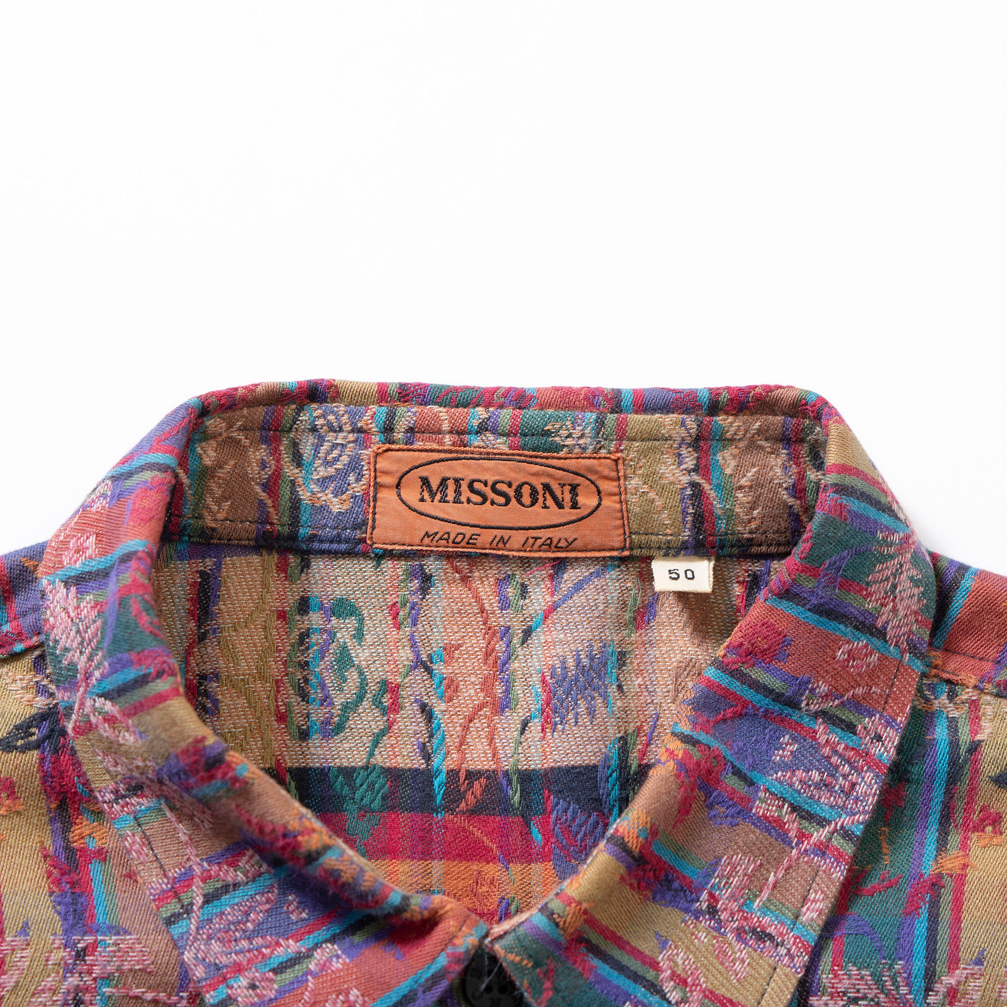 ミッソーニ MISSONI 総柄 コットンシャツ チェックシャツ 柄シャツ 刺繍柄 ジャカード織 ボックスシルエット 長袖シャツ ロングスリーブ