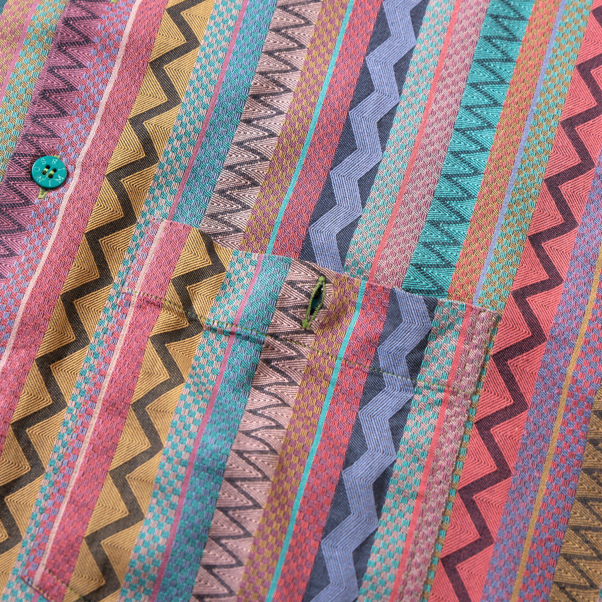 ミッソーニ MISSONI 総柄 コットンシャツ マルチストライプ 幾何学柄 柄シャツ 長袖シャツ ロングスリーブ ボックスシルエット イタリア製