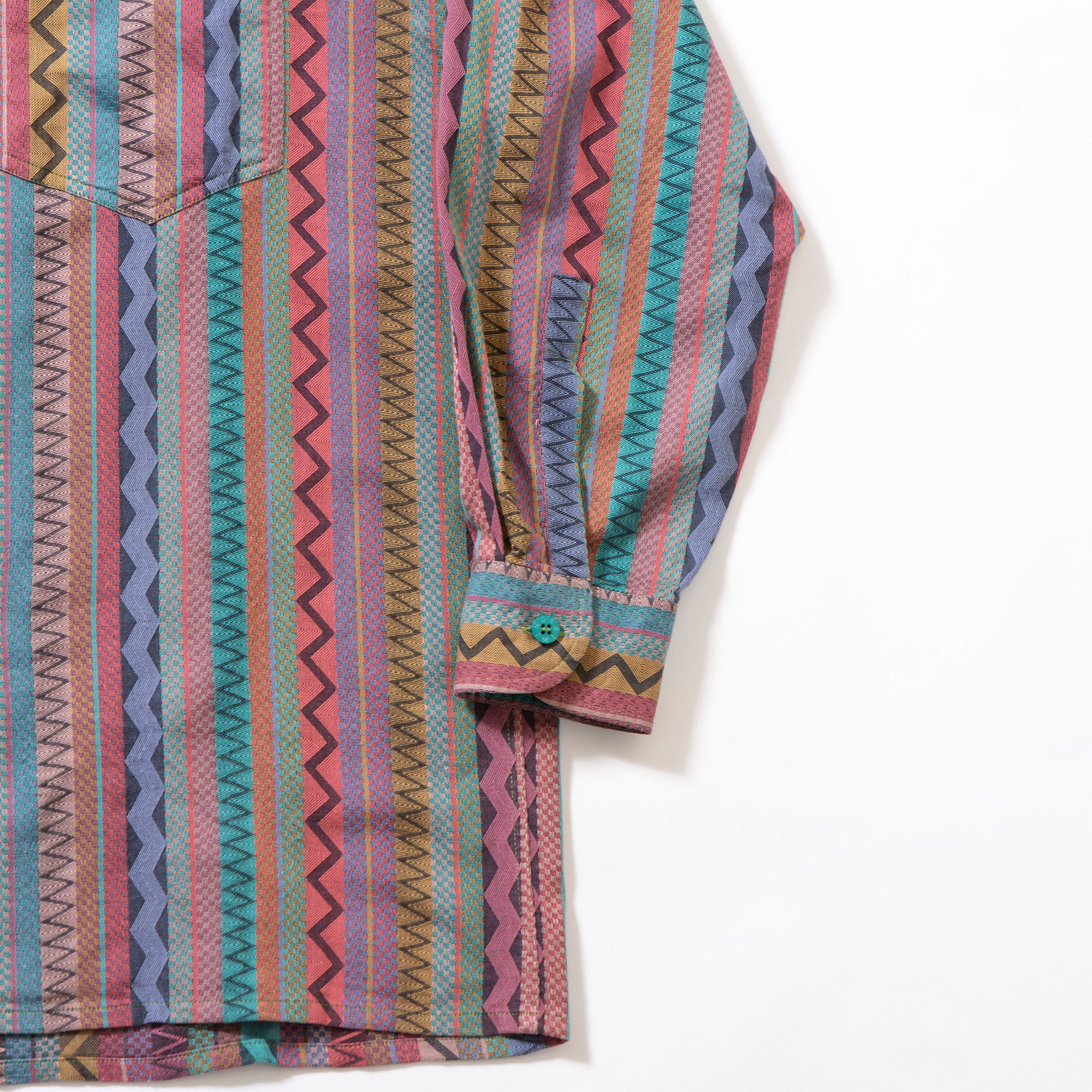 ミッソーニ MISSONI 総柄 コットンシャツ マルチストライプ 幾何学柄 柄シャツ 長袖シャツ ロングスリーブ ボックスシルエット イタリア製