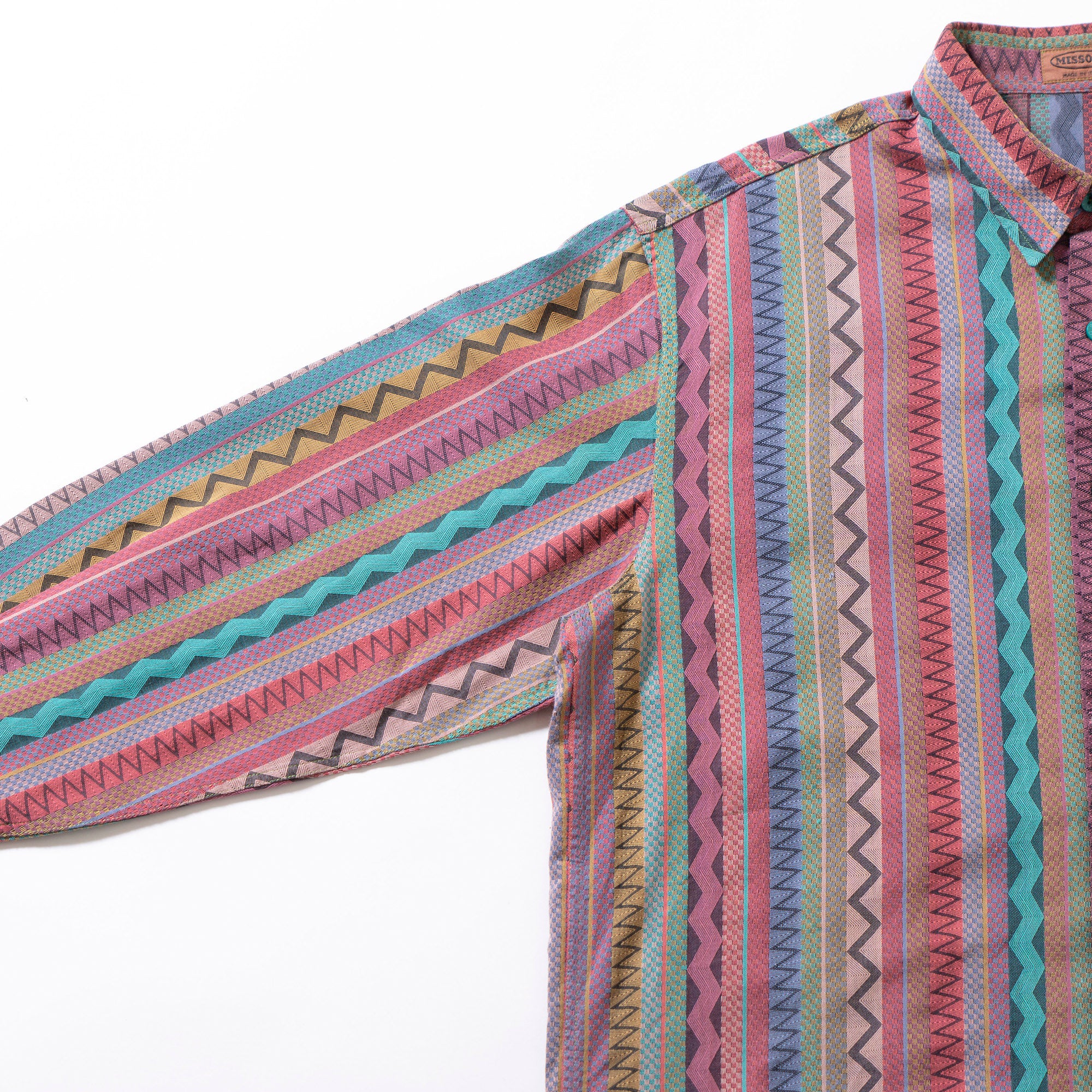 ミッソーニ MISSONI 総柄 コットンシャツ マルチストライプ 幾何学柄 柄シャツ 長袖シャツ ロングスリーブ ボックスシルエット イタリア製