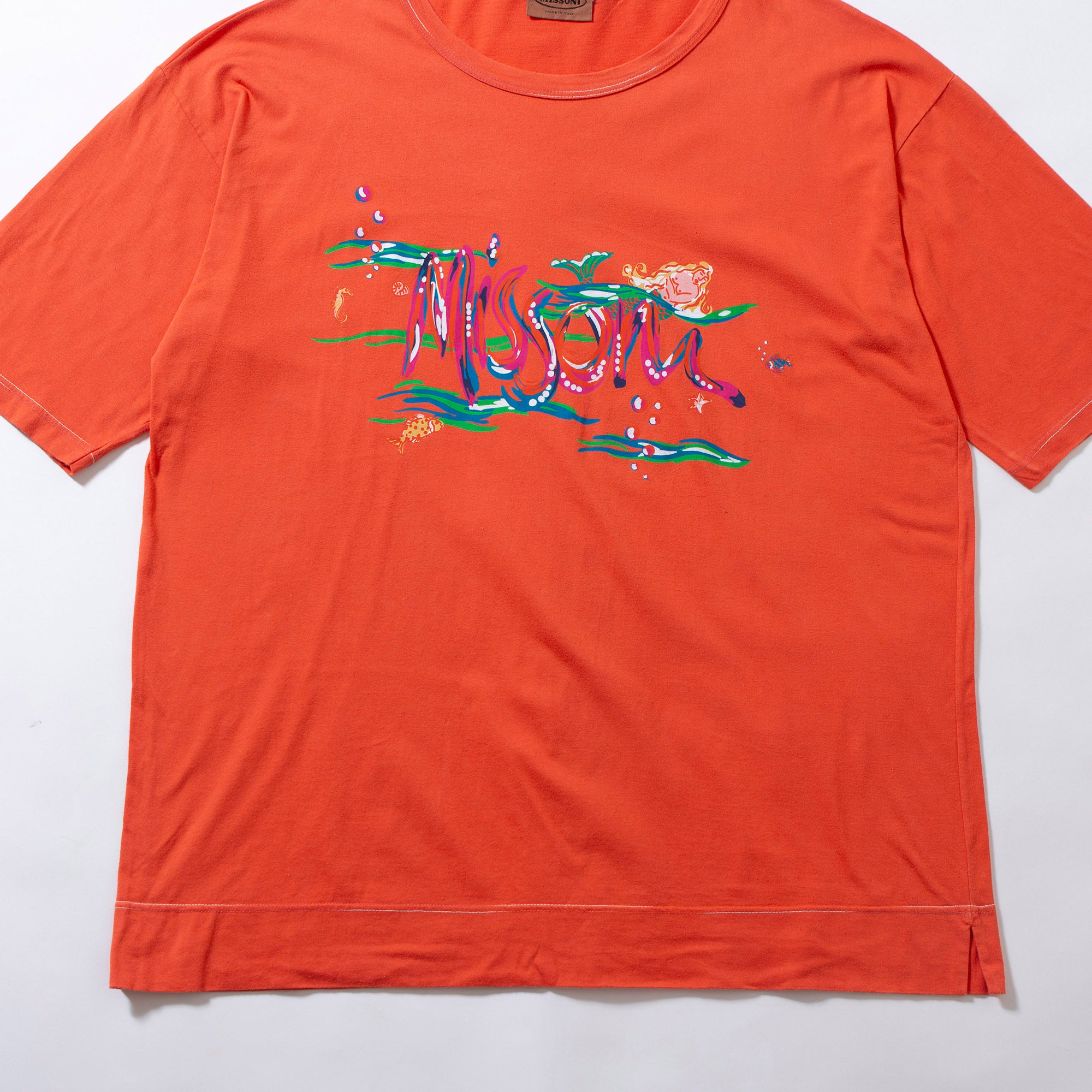 ミッソーニ MISSONI グラフィックプリント Tシャツ ブラッドオレンジ 半袖Tシャツ ショートスリーブ イタリア製 オーバーサイズ メンズ