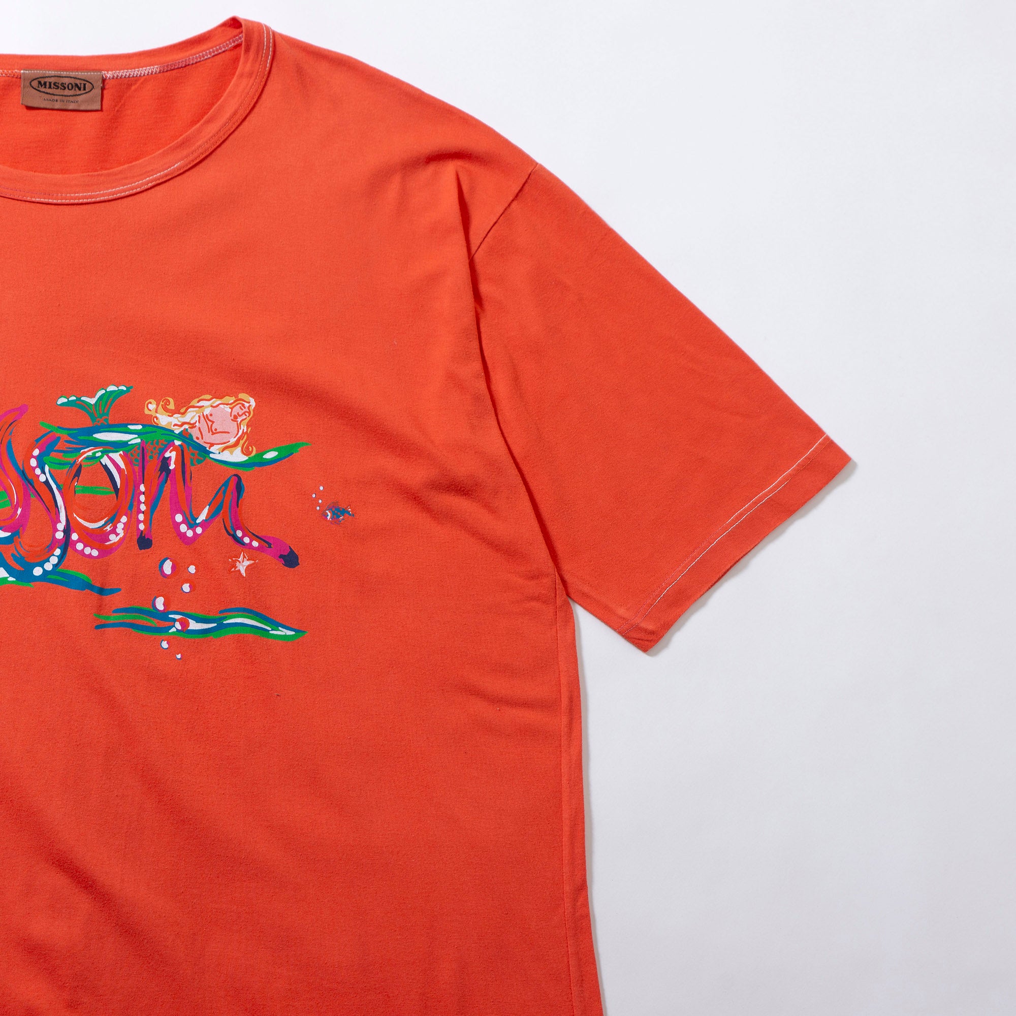 ミッソーニ MISSONI グラフィックプリント Tシャツ ブラッドオレンジ 半袖Tシャツ ショートスリーブ イタリア製 オーバーサイズ メンズ