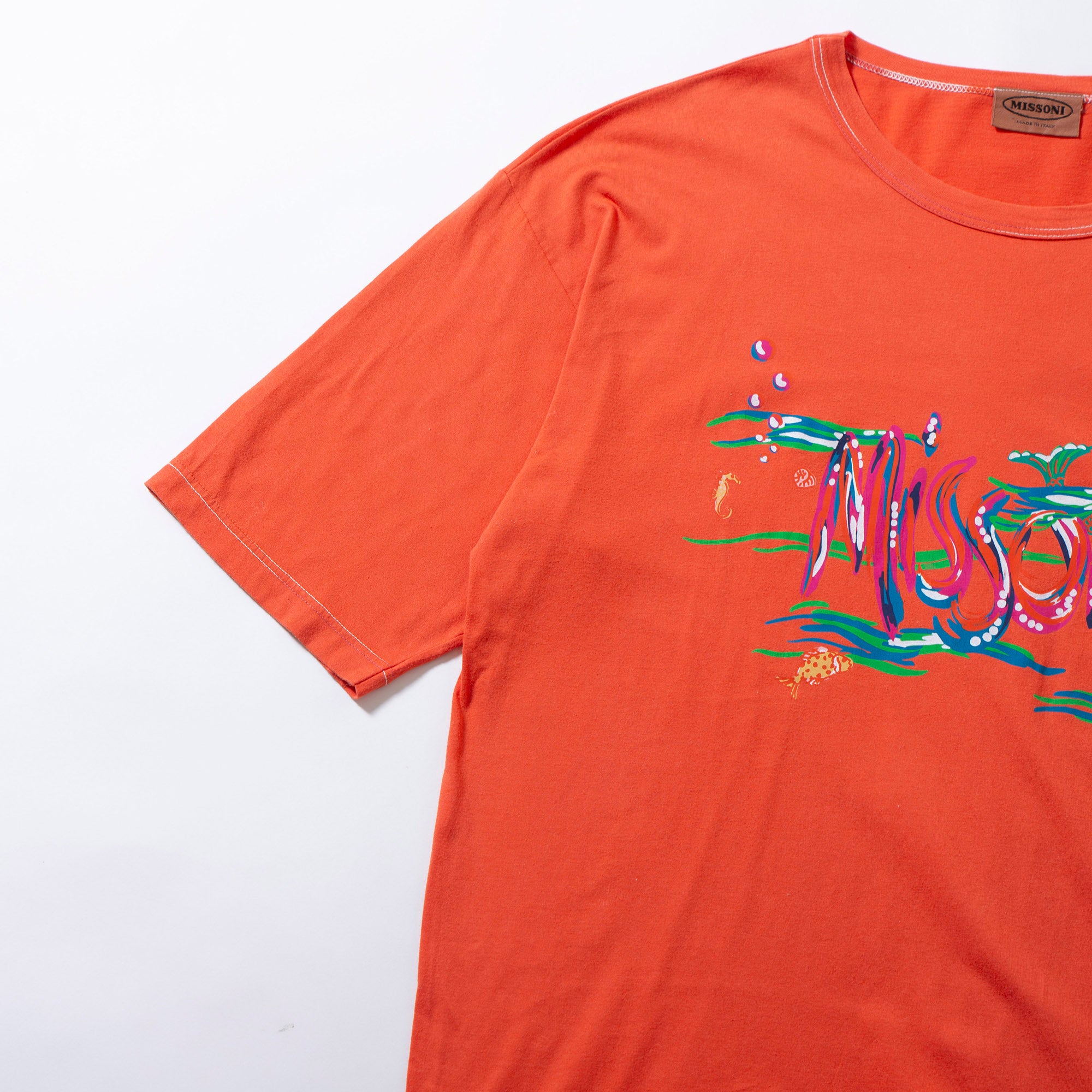 ミッソーニ MISSONI グラフィックプリント Tシャツ ブラッドオレンジ 半袖Tシャツ ショートスリーブ イタリア製 オーバーサイズ メンズ