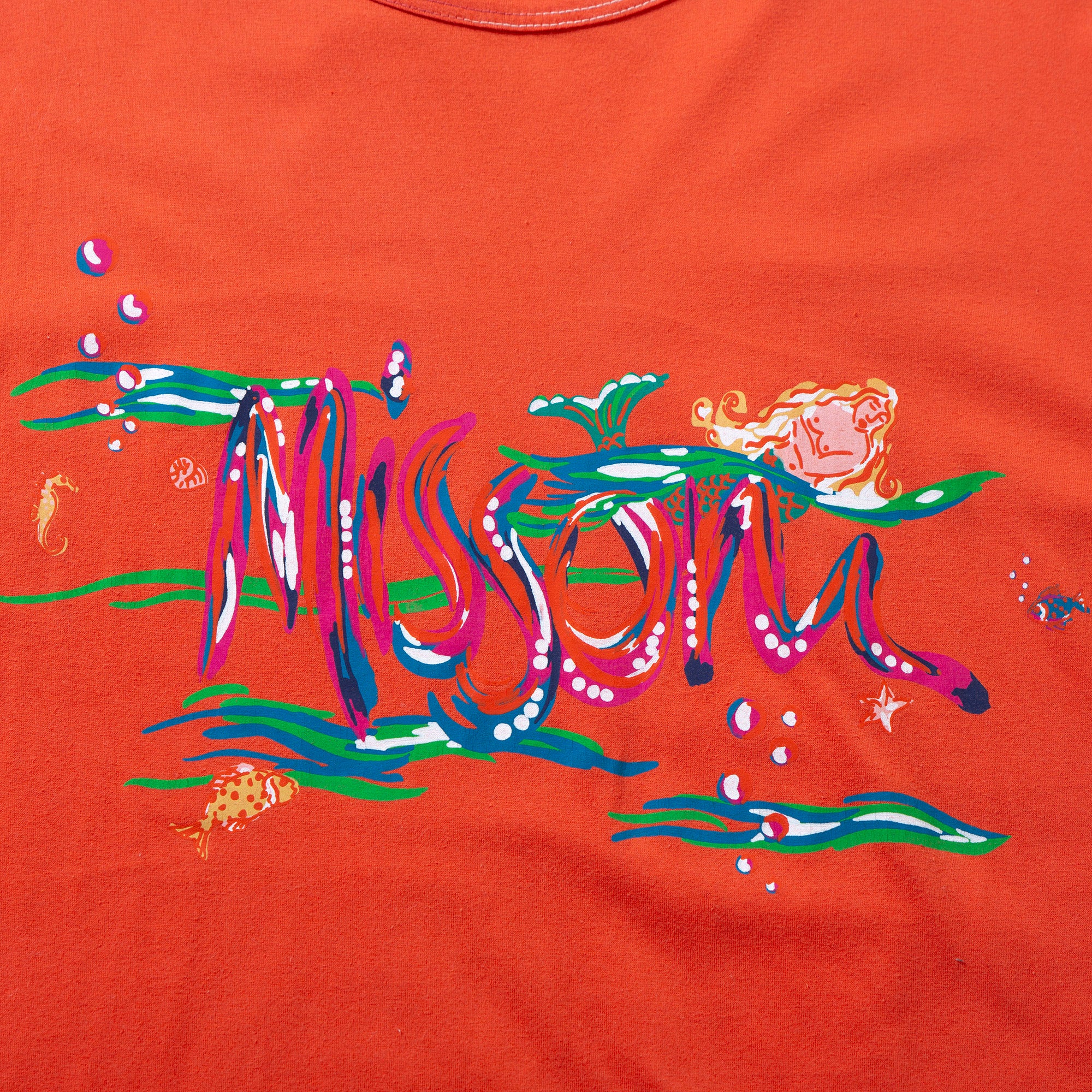 ミッソーニ MISSONI グラフィックプリント Tシャツ ブラッドオレンジ 半袖Tシャツ ショートスリーブ イタリア製 オーバーサイズ メンズ