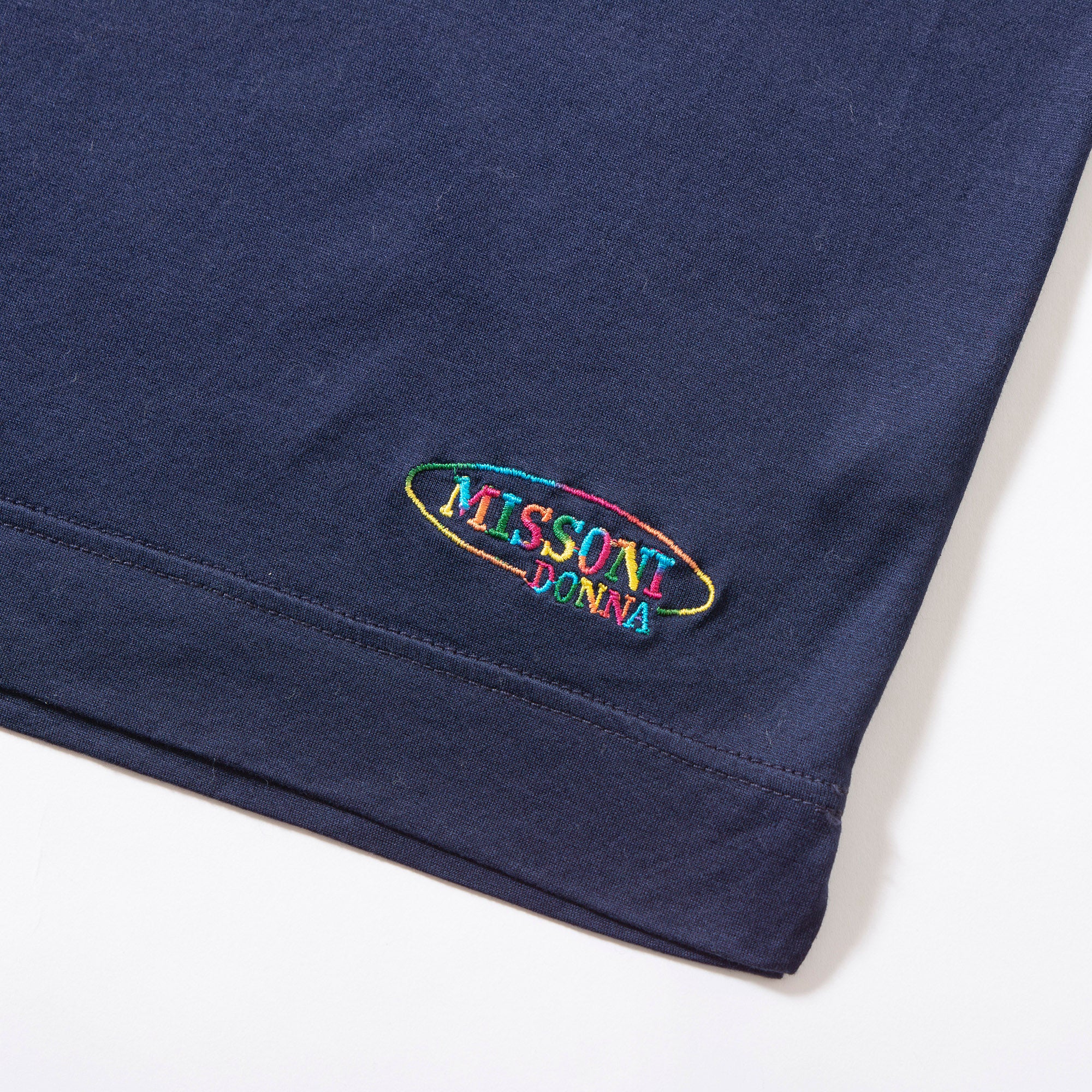 ミッソーニ MISSONI DONNA ノースリーブカットソー ネイビー タンクトップ Tシャツ 刺繍ロゴ イタリア製 レディースファッショントップス