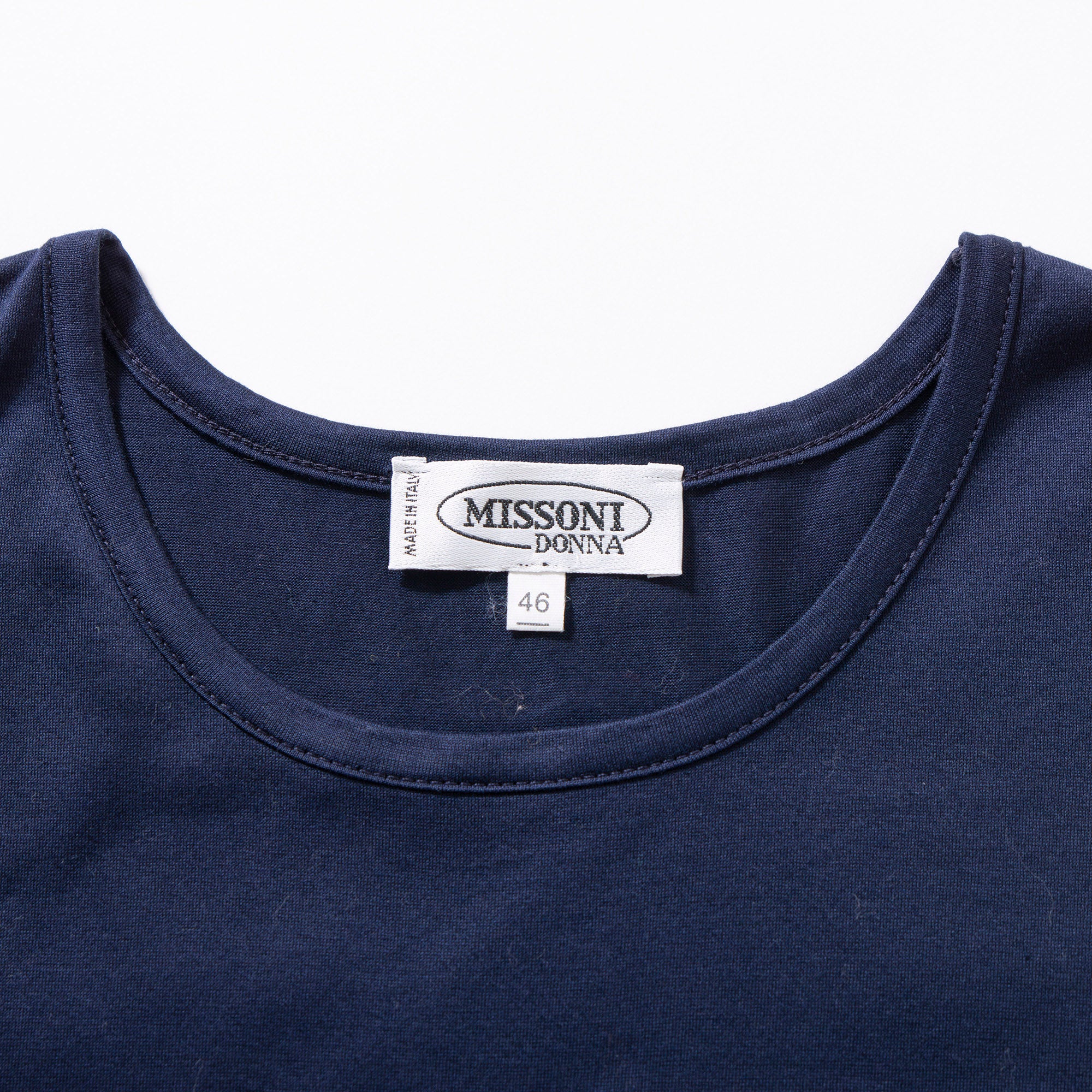 ミッソーニ MISSONI DONNA ノースリーブカットソー ネイビー タンクトップ Tシャツ 刺繍ロゴ イタリア製 レディースファッショントップス