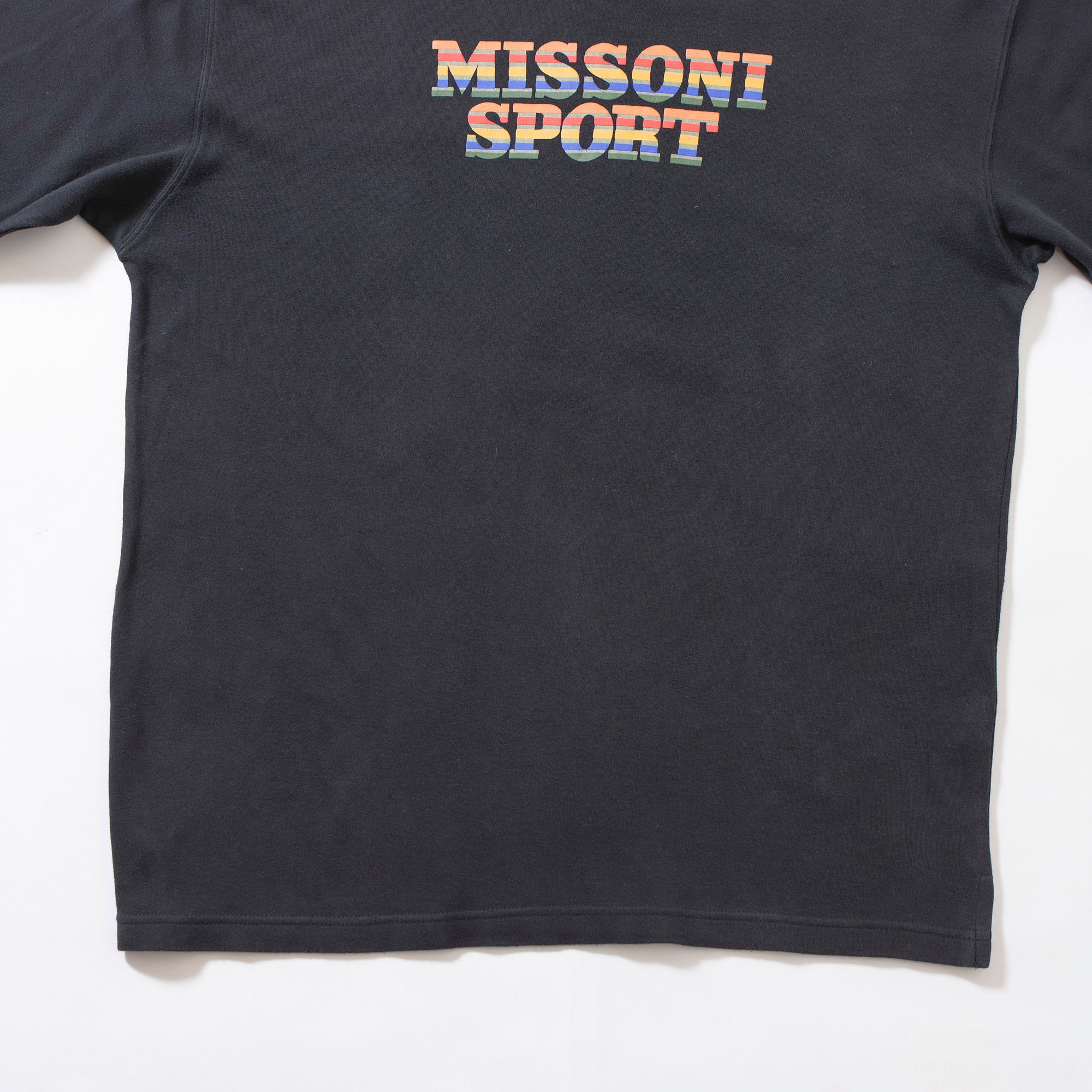 ミッソーニ MISSONI SPORT ロゴプリント 長袖Tシャツ ブラック ロングスリーブ グラフィックロゴ スウェットT メンズファッション トップス