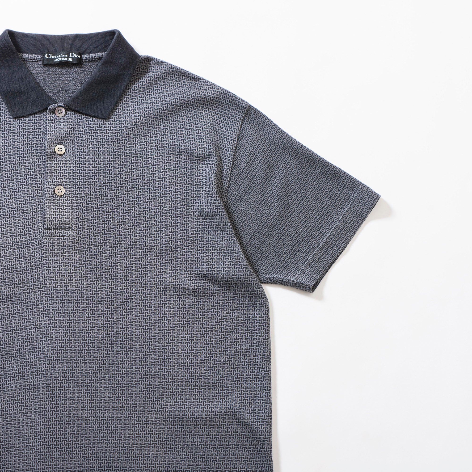 ディオール Christian Dior MONSIEUR 総柄ポロシャツ グレー ショートスリーブ Tシャツ ディオールオム DIOR HOMME メンズトップス
