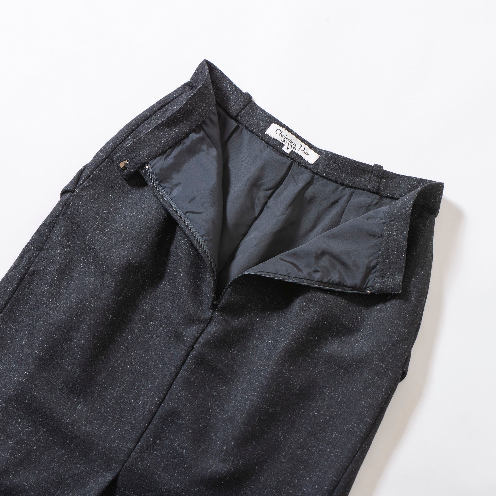 ディオール Christian Dior PRT--PORTER ウールスカート グレー タイトスカート コクーンスカート ミディ丈 レディースボトムス