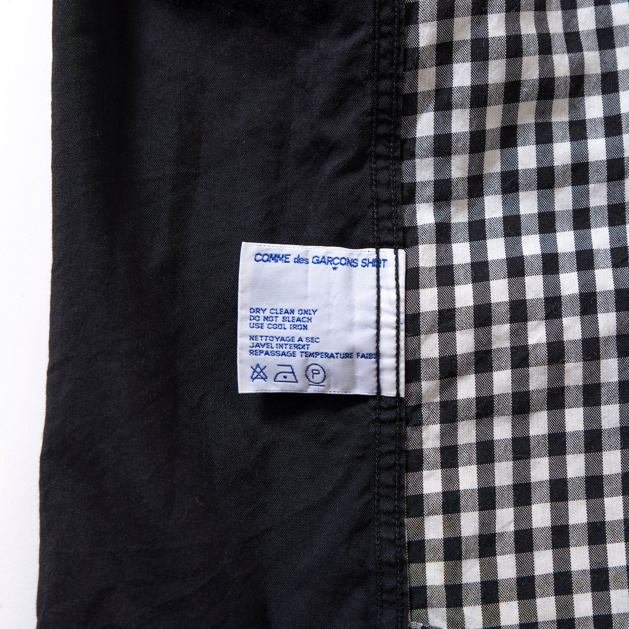 コムデギャルソン COMME des GARONS SHIRT ドッキングデザイン ロングスリーブシャツ ブラック ギンガムチェック フランス製 川久保玲