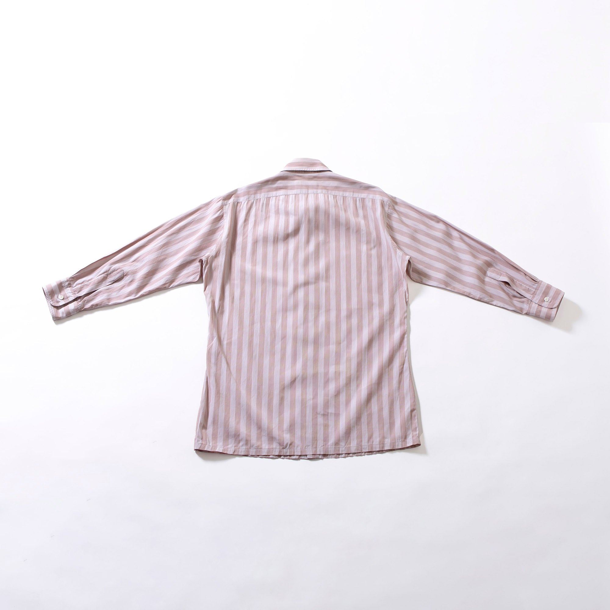 クリスチャンディオール Christian Dior MONSIEUR ロングスリーブストライプシャツ ピンクベージュ コットン 90s クラシック ドレスシャツ