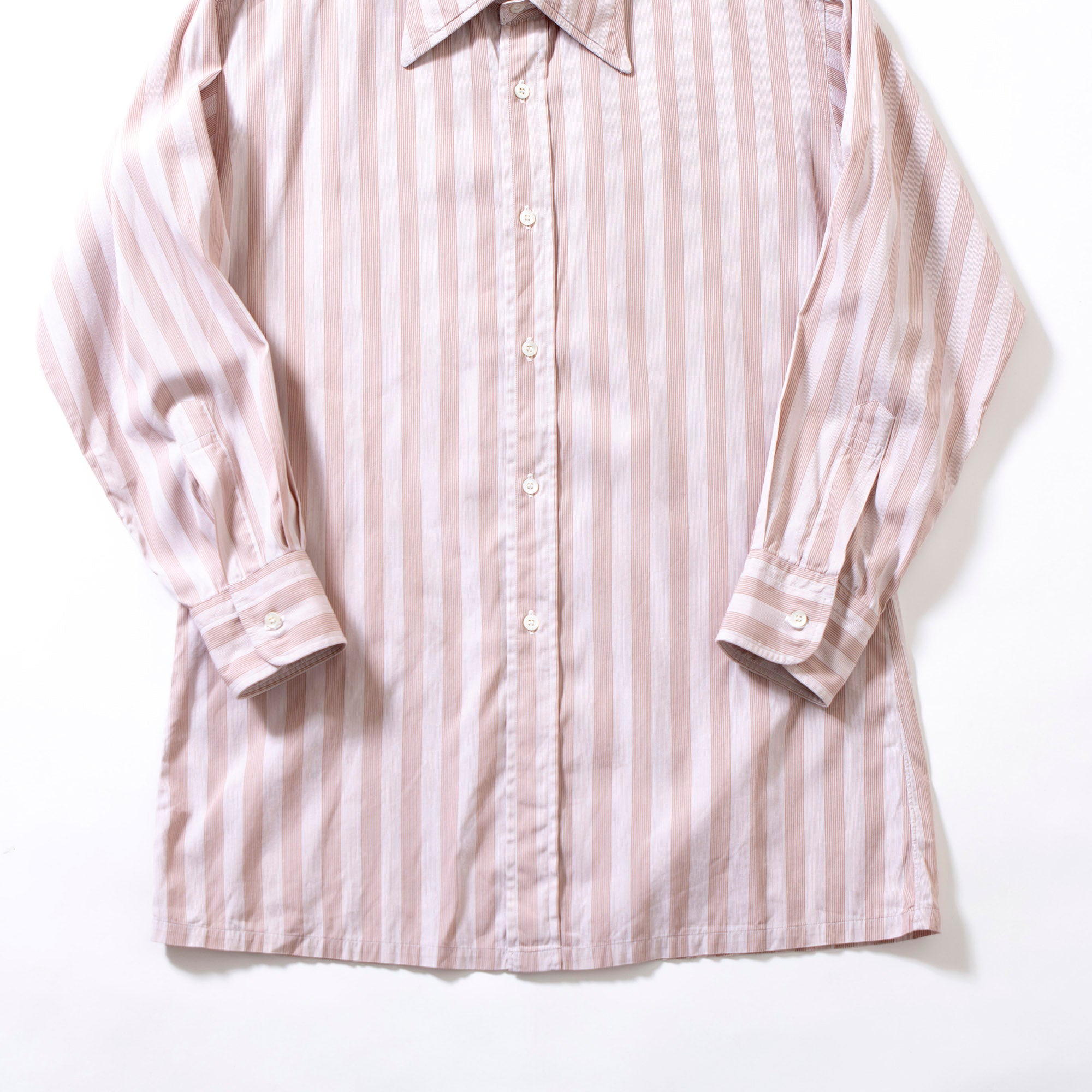 クリスチャンディオール Christian Dior MONSIEUR ロングスリーブストライプシャツ ピンクベージュ コットン 90s クラシック ドレスシャツ