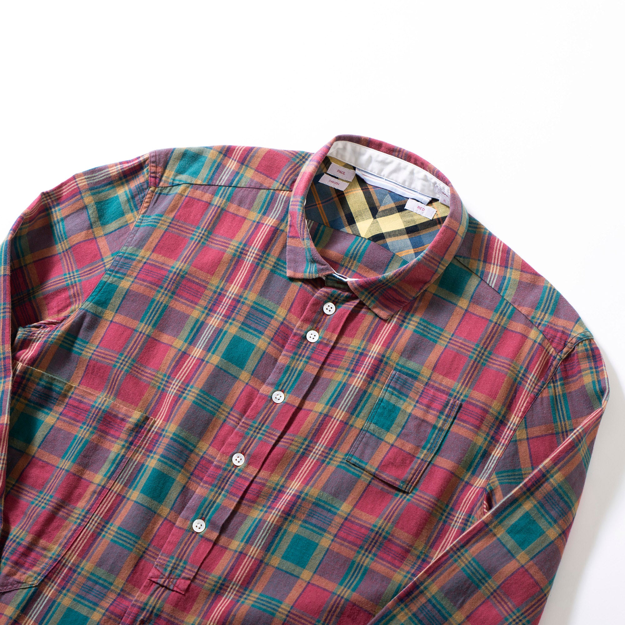 ポールスミス Paul Smith RED EAR フランネルシャツ チェック ロングスリーブ コットン マルチカラー 切り替えデザイン カジュアル メンズ