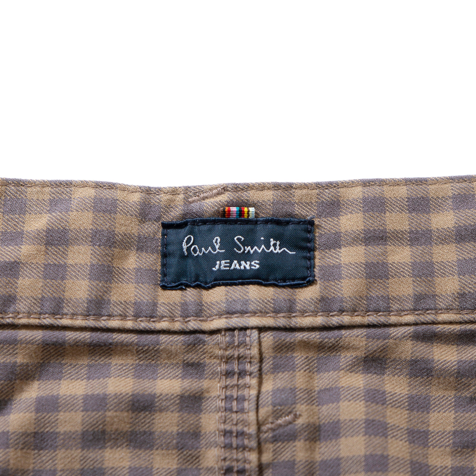 ポールスミス ジーンズ Paul Smith JEANS ギンガムチェック ハーフパンツ カーキ系 ショーツ ボタンフライ 5ポケット コットン カジュアル