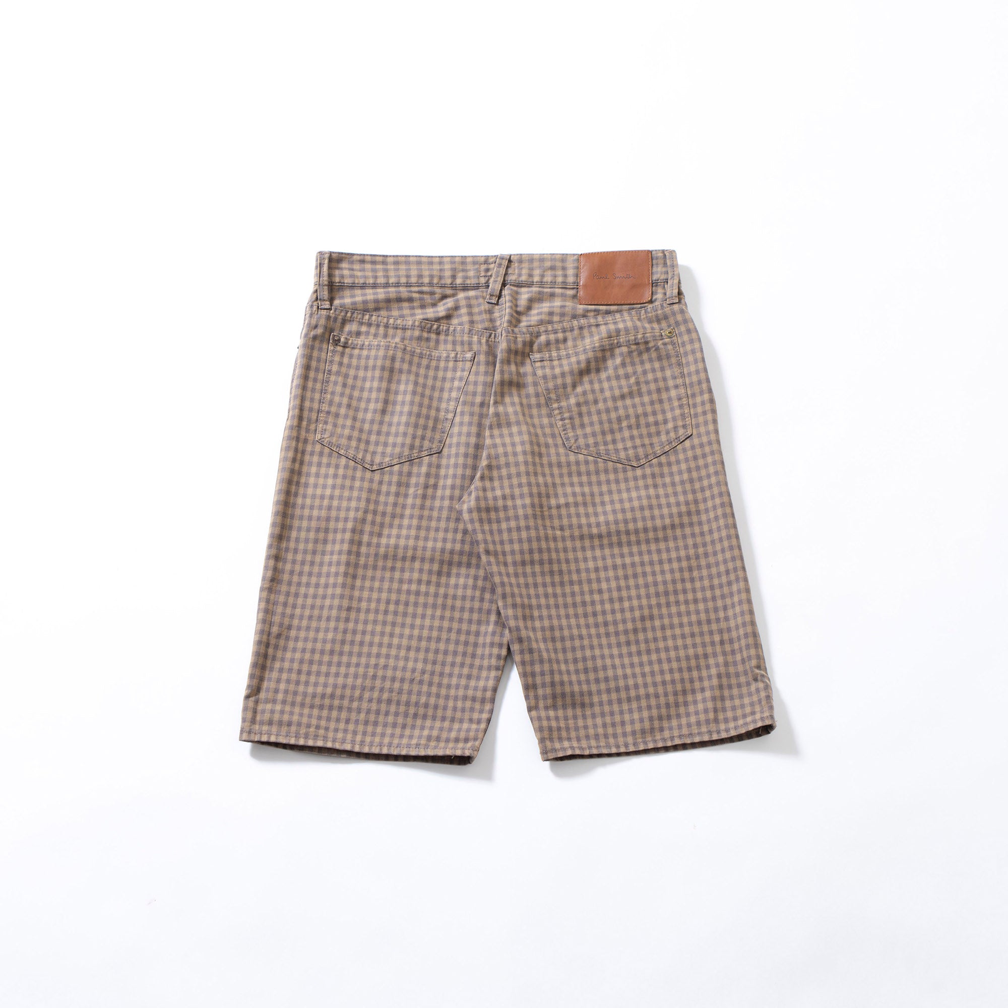 ポールスミス ジーンズ Paul Smith JEANS ギンガムチェック ハーフパンツ カーキ系 ショーツ ボタンフライ 5ポケット コットン カジュアル