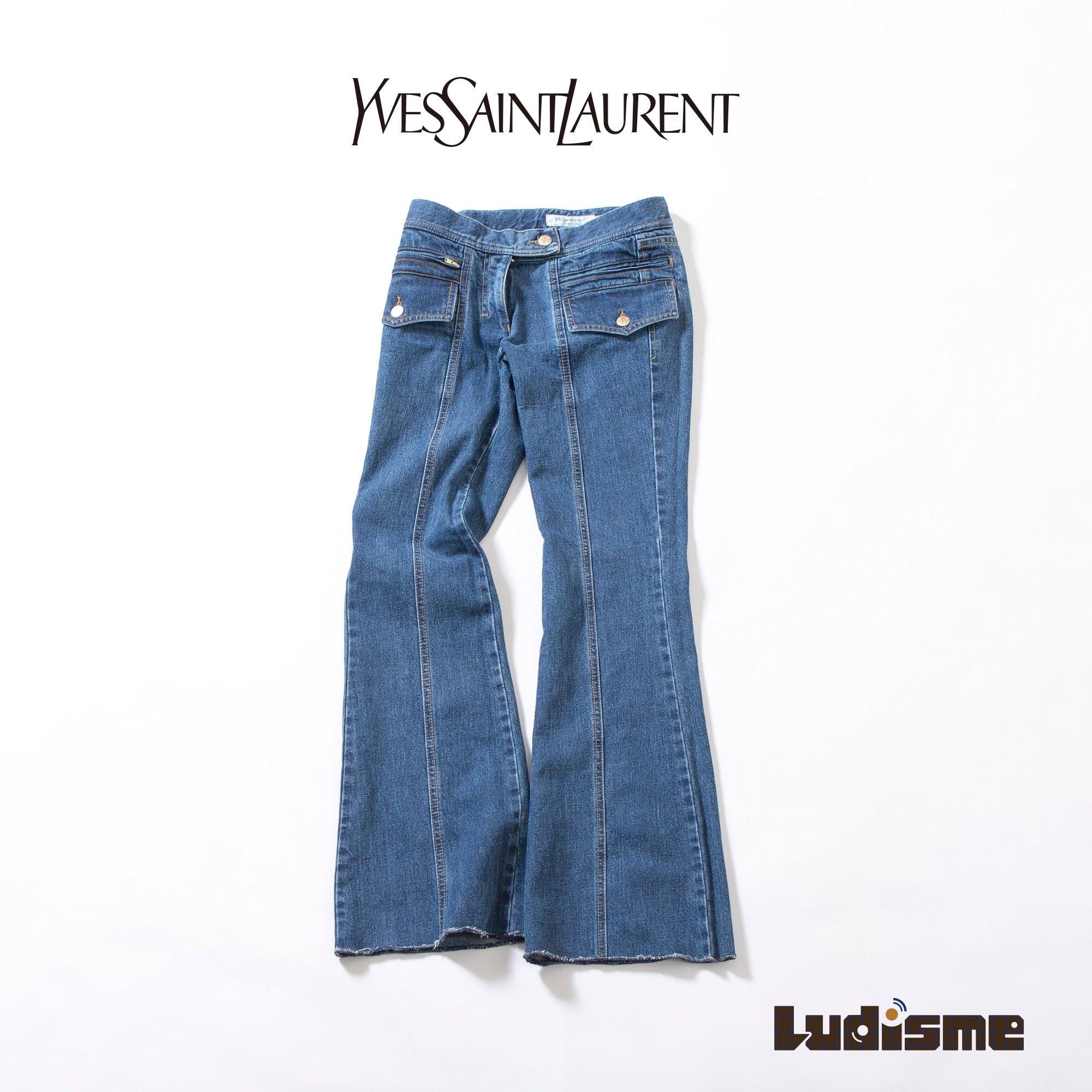 サンローラン Yves Saint Laurent rive gauche ベルボトムデニムパンツ インディゴ 00s イタリア Y2K フレアデニム ブーツカット ジーン