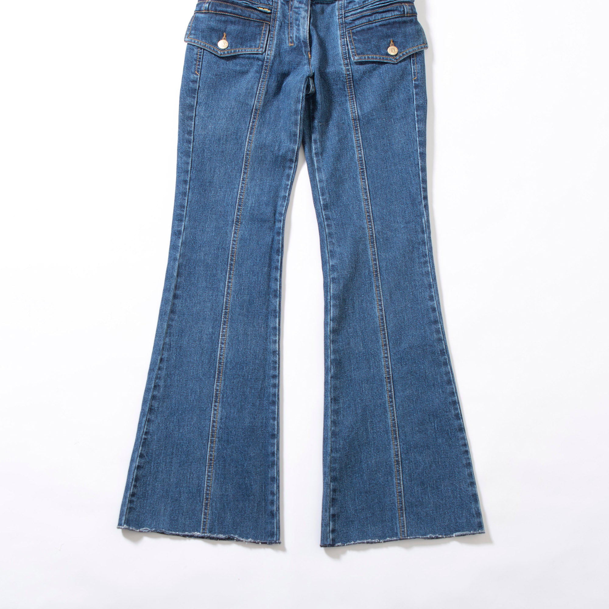 サンローラン Yves Saint Laurent rive gauche ベルボトムデニムパンツ インディゴ 00s イタリア Y2K フレアデニム ブーツカット ジーン