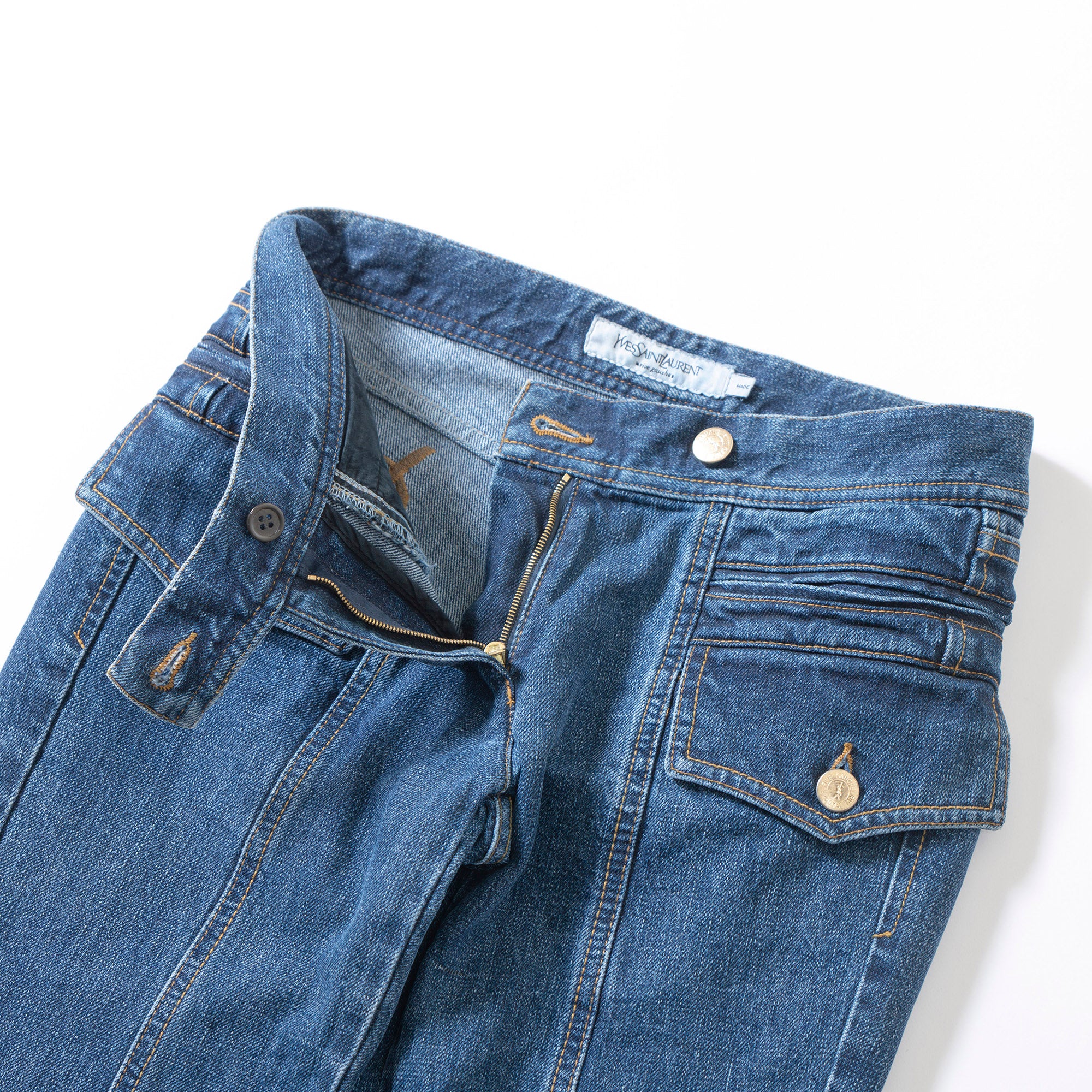 サンローラン Yves Saint Laurent rive gauche ベルボトムデニムパンツ インディゴ 00s イタリア Y2K フレアデニム ブーツカット ジーン