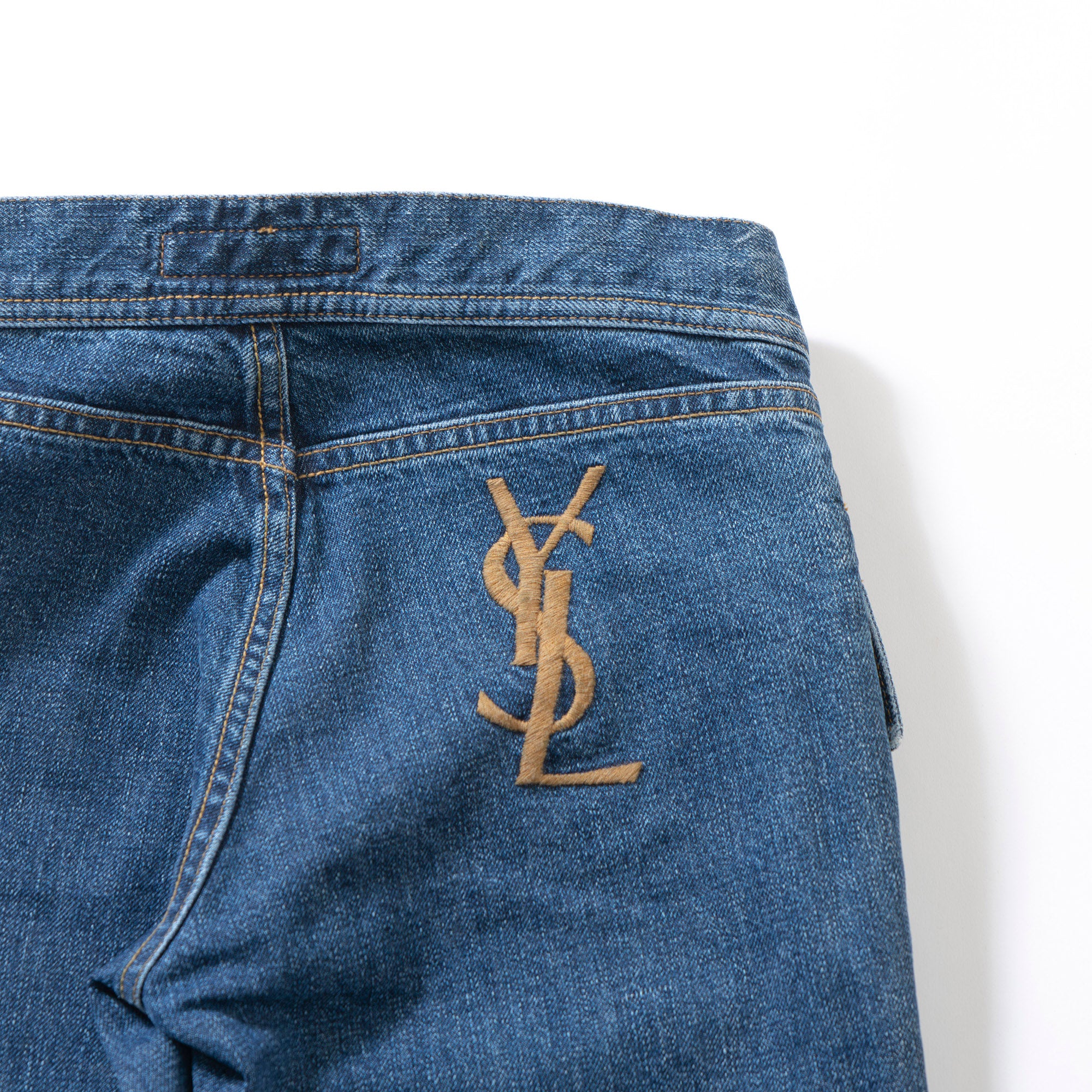 サンローラン Yves Saint Laurent rive gauche ベルボトムデニムパンツ インディゴ 00s イタリア Y2K フレアデニム ブーツカット ジーン