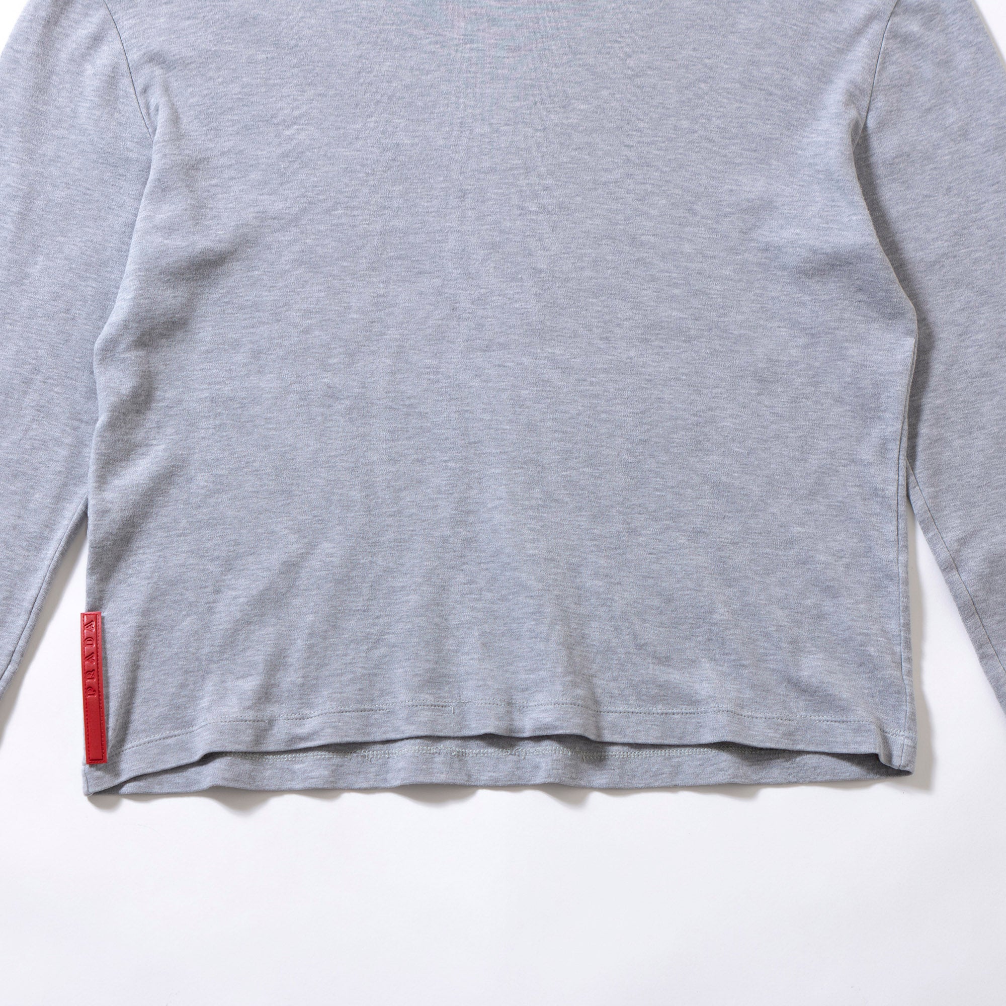 プラダ PRADA SPORT クルーネック ロングスリーブTシャツ グレー ロゴパッチ イタリア製 長袖 カットソー コットン レディース メンズ