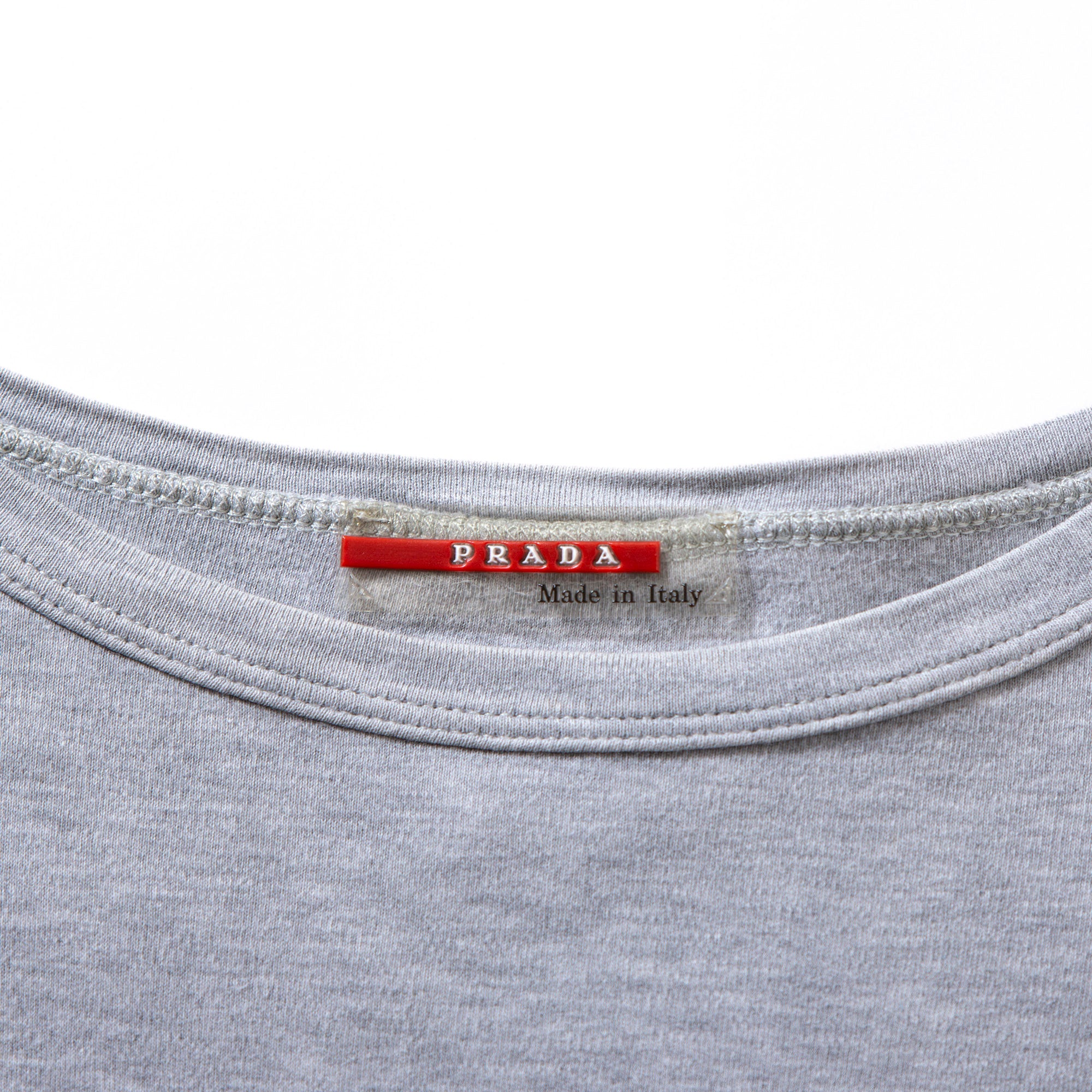 プラダ PRADA SPORT クルーネック ロングスリーブTシャツ グレー ロゴパッチ イタリア製 長袖 カットソー コットン レディース メンズ