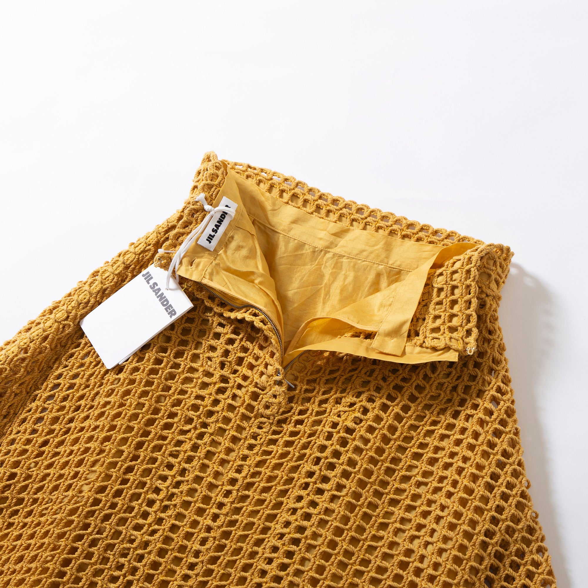 ジルサンダー JIL SANDER ロングスカート メッシュデザイン ◆新品タグ付き◆ 32 レディース イエロー コットン混 イタリア製 ボトムス
