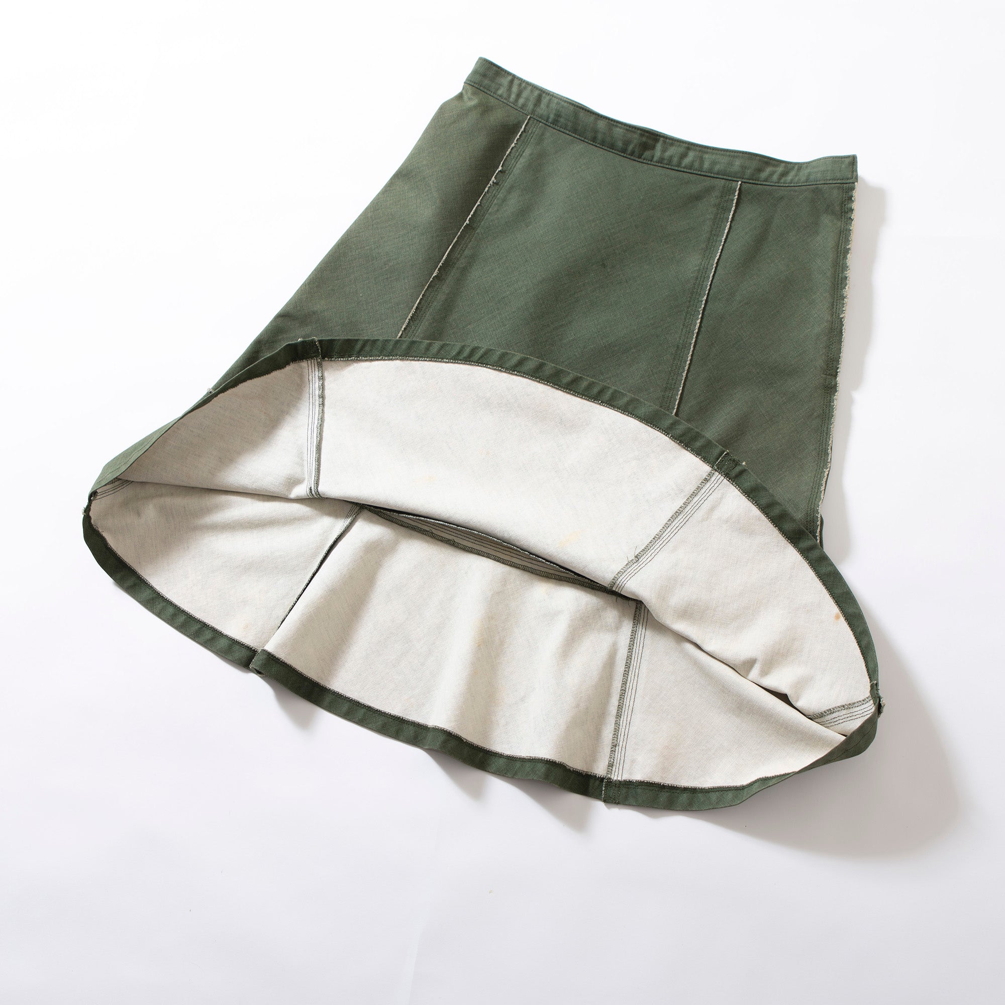 コムデギャルソン tricot COMME des GARCONS AD2001 ひざ丈スカート フレア切替 モスグリーン S コットン100% 栗原たお ミディスカート