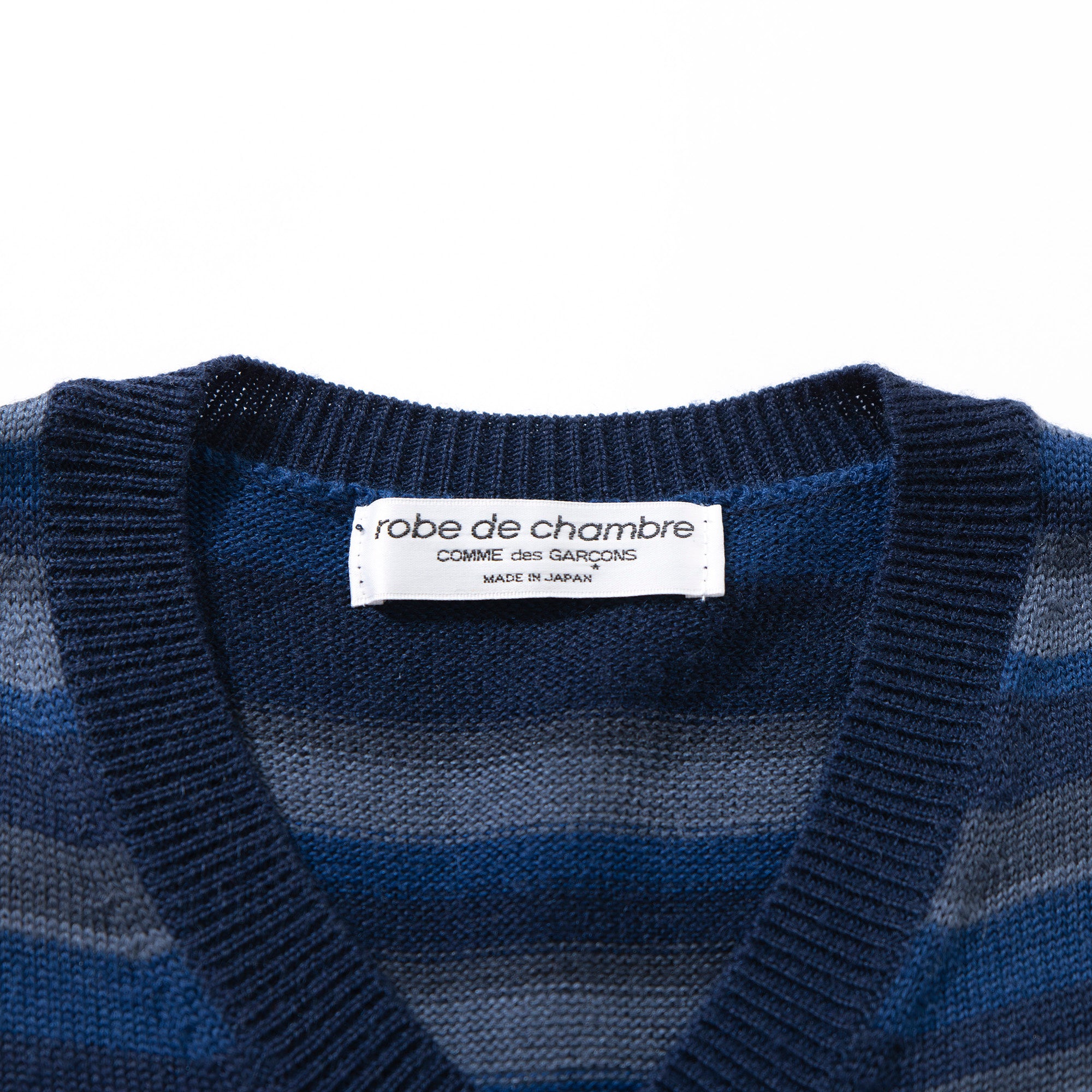 コムデギャルソン robe de chambre COMME des GAR〓ONS AD2002 ニットベスト ボーダー柄 ブルー Vネック マルチボーダー 川久保玲 00s Y2K