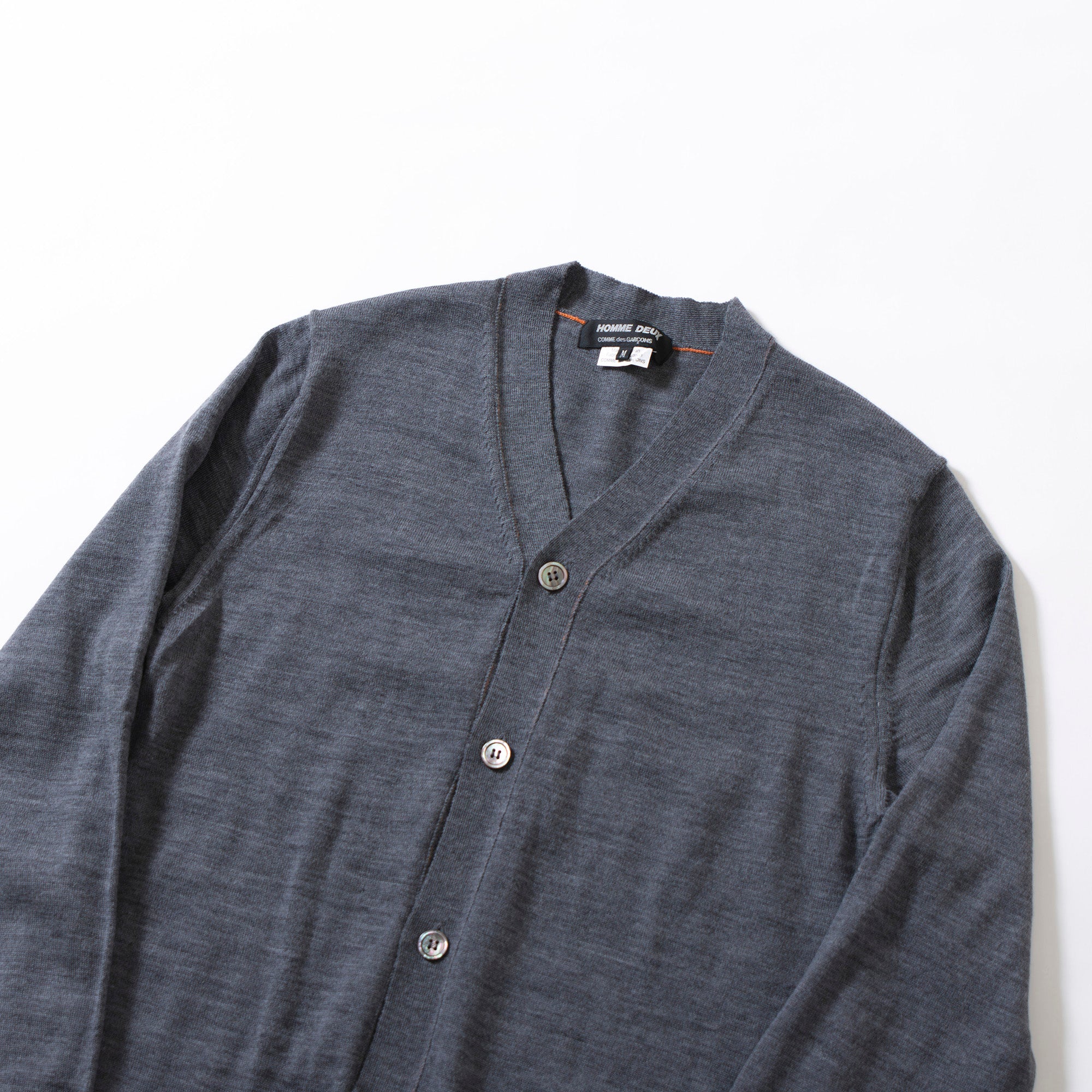 コムデギャルソン COMME des GARCONS HOMME DEUX AD2014 Vネック カーディガン グレー M ウール100% ◆新品タグ付き◆ ニット 川久保玲