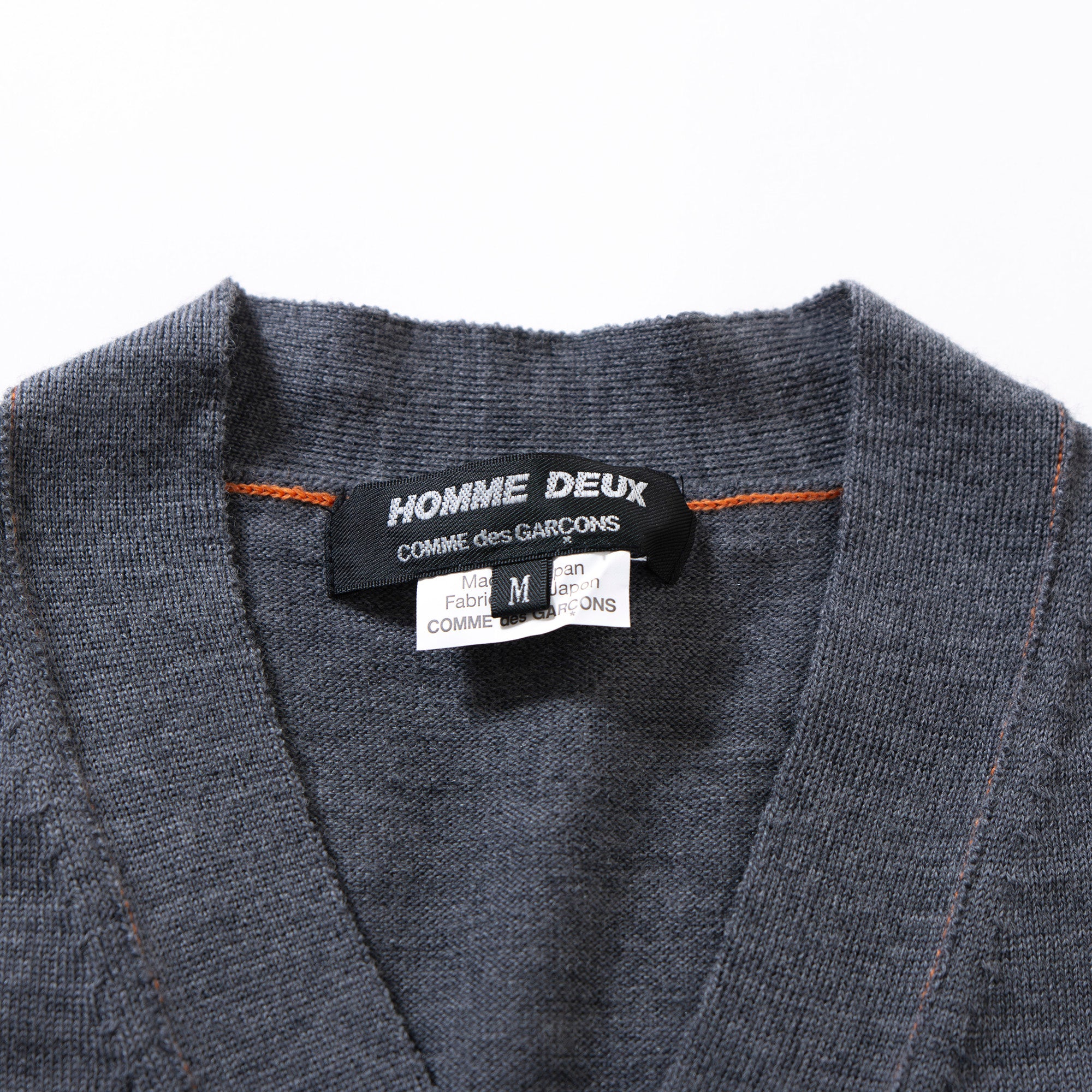コムデギャルソン COMME des GARCONS HOMME DEUX AD2014 Vネック カーディガン グレー M ウール100% ◆新品タグ付き◆ ニット 川久保玲