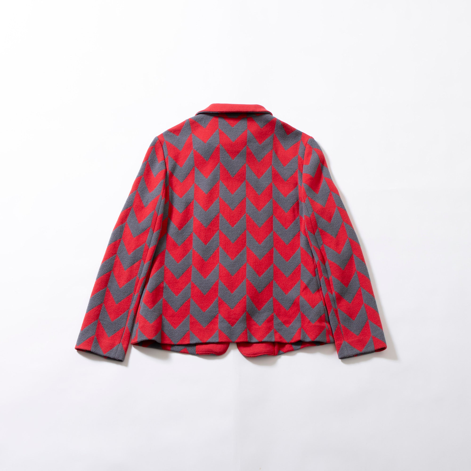 アルマーニ コレッツォーニ ARMANI COLLEZIONI ジャケット ライダース風 幾何学模様 総柄 レッド グレー 40 レディース アウター