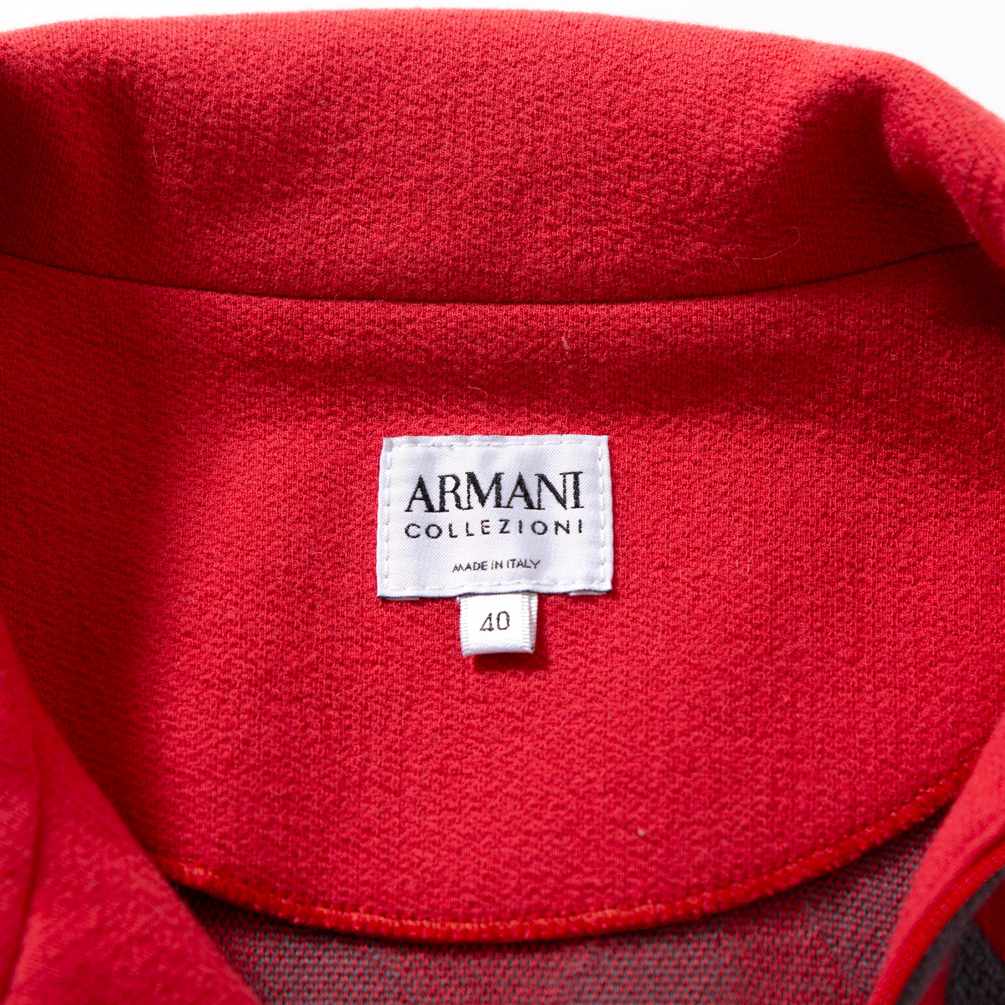 アルマーニ コレッツォーニ ARMANI COLLEZIONI ジャケット ライダース風 幾何学模様 総柄 レッド グレー 40 レディース アウター