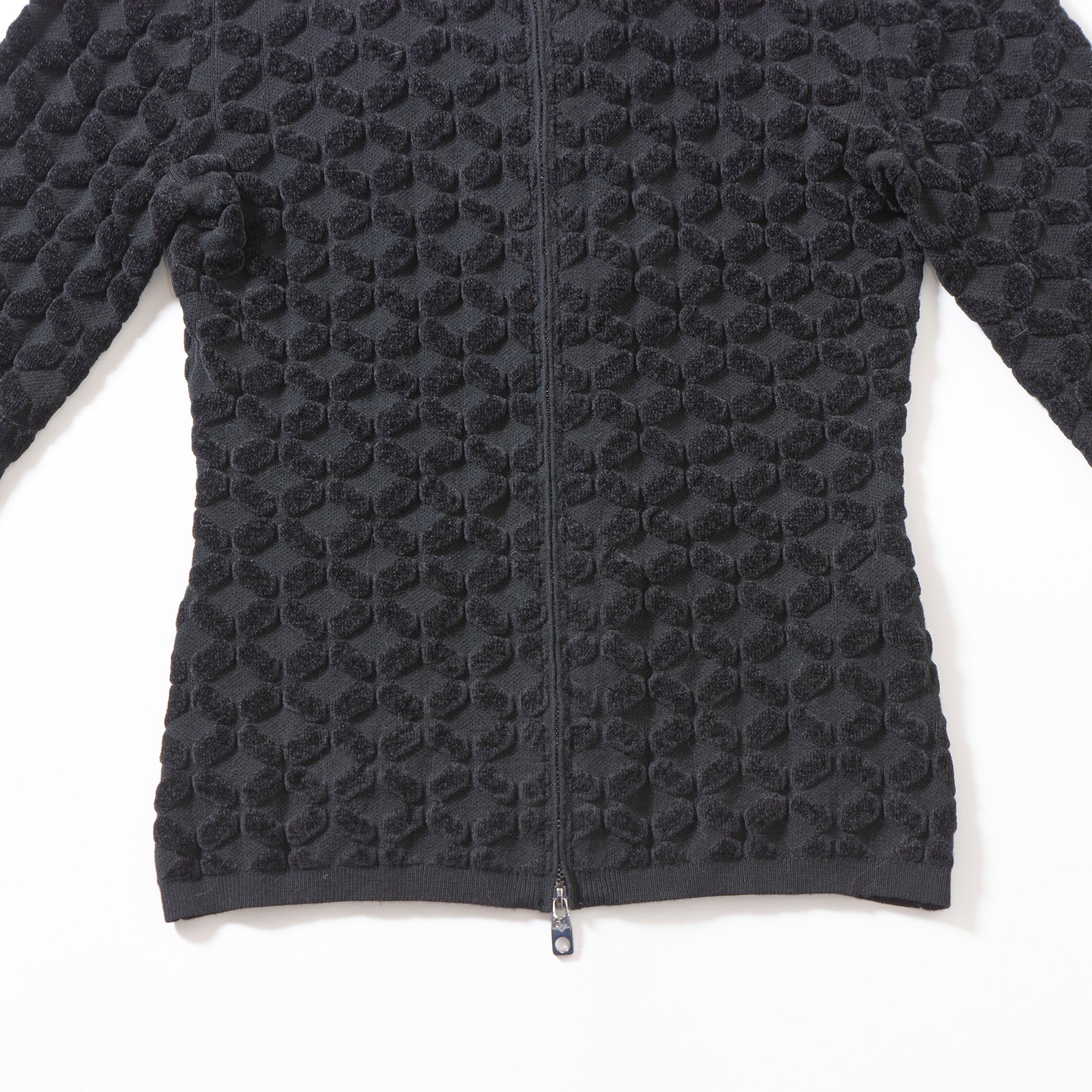 エンポリオ アルマーニ EMPORIO ARMANI ドライバーズニット ジップアップ レザー切替 ブラック 40 3Dニット ブルゾン レディース メンズ