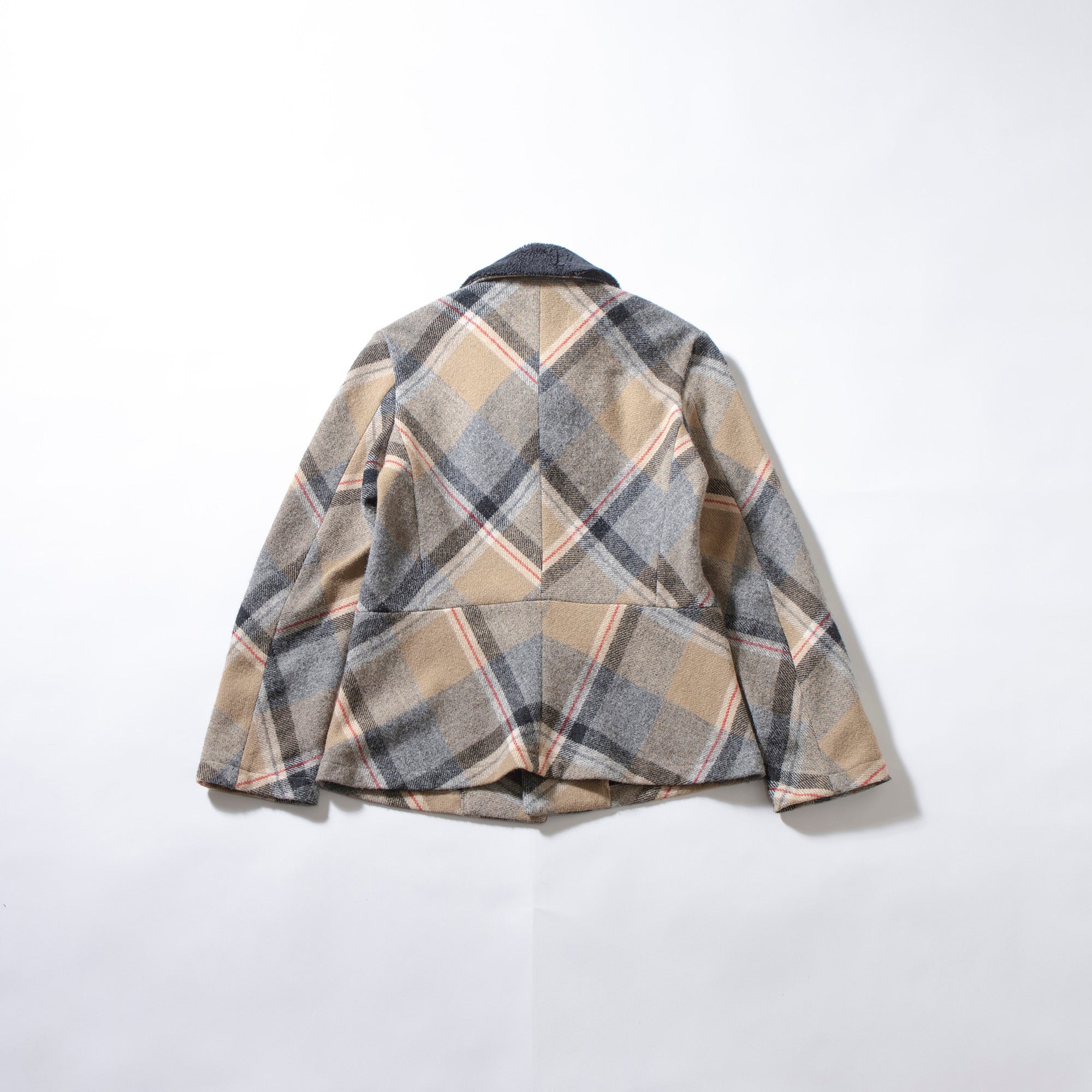 Comme des Garçons tricot AD1996 Checked Wool Jacket with Fur Collar, Women's, Made in Japan, Used Outerwear Blouson