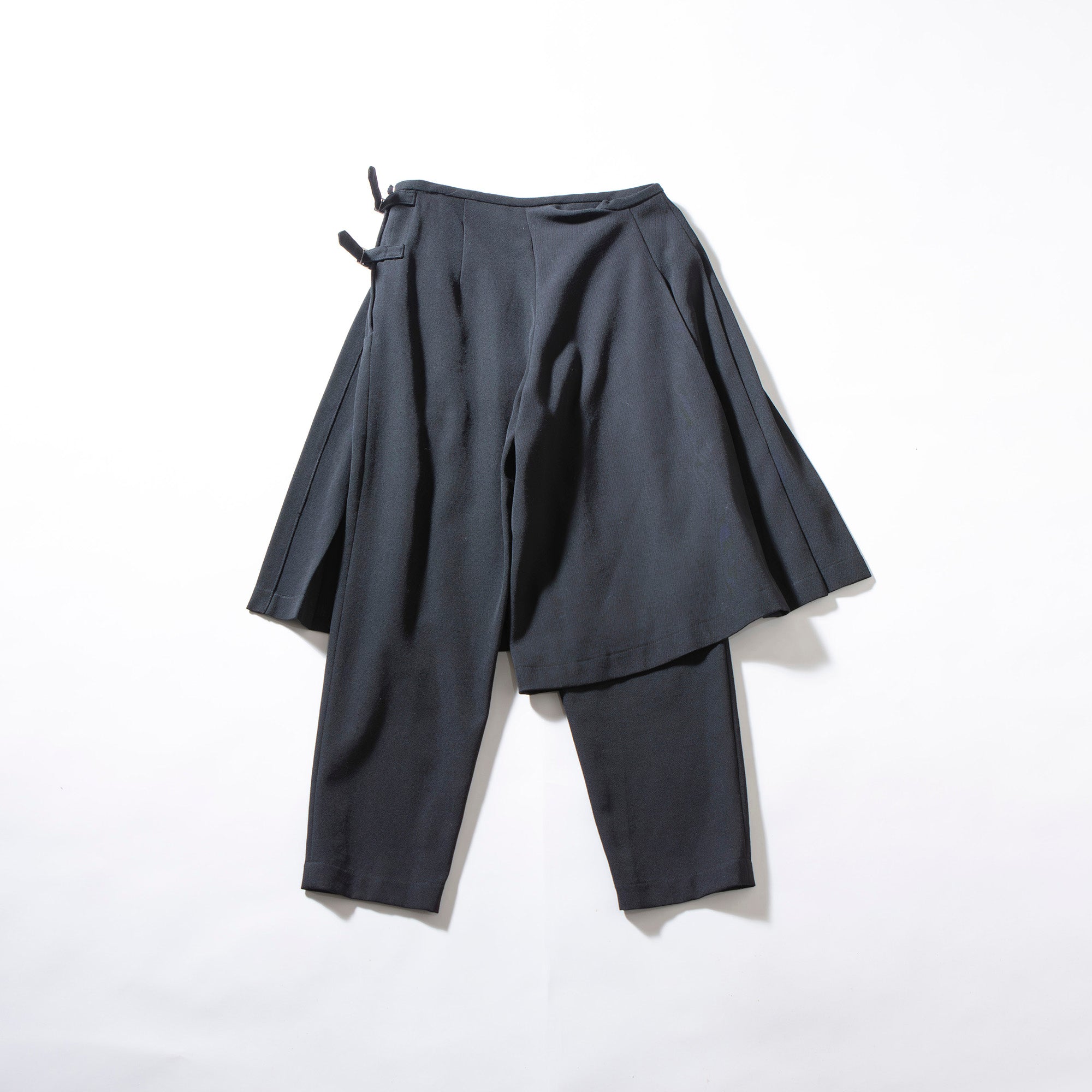 Comme des Garçons robe de chambre skirt-docking pants, AD1998, made in Japan, 100% wool, black, women's, reconstructed.