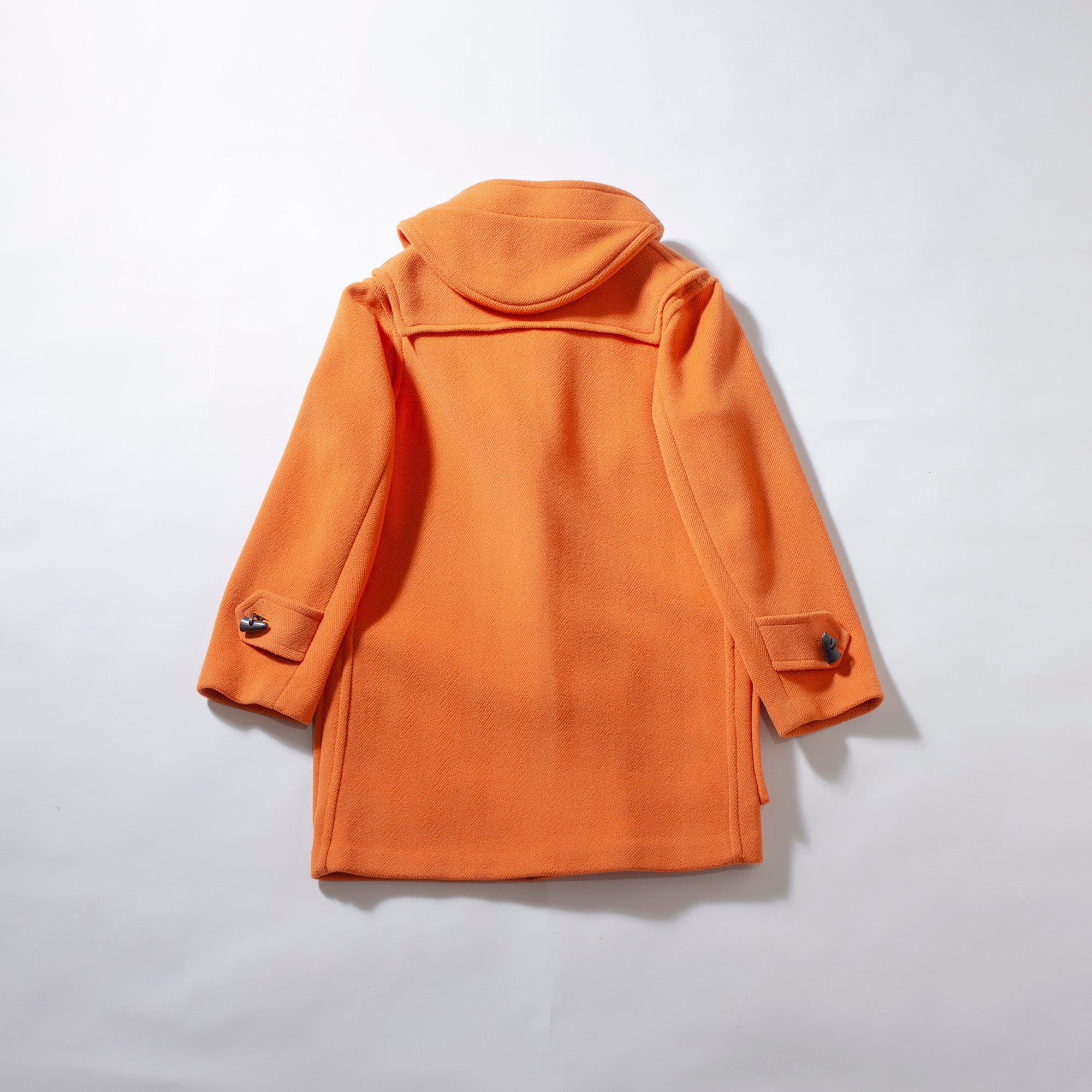 Burberry London Duffle Coat, Orange, Rare Color, Hooded, Made in England, Mid-Length, Toggle Button, Outerwear, Hooded Coat