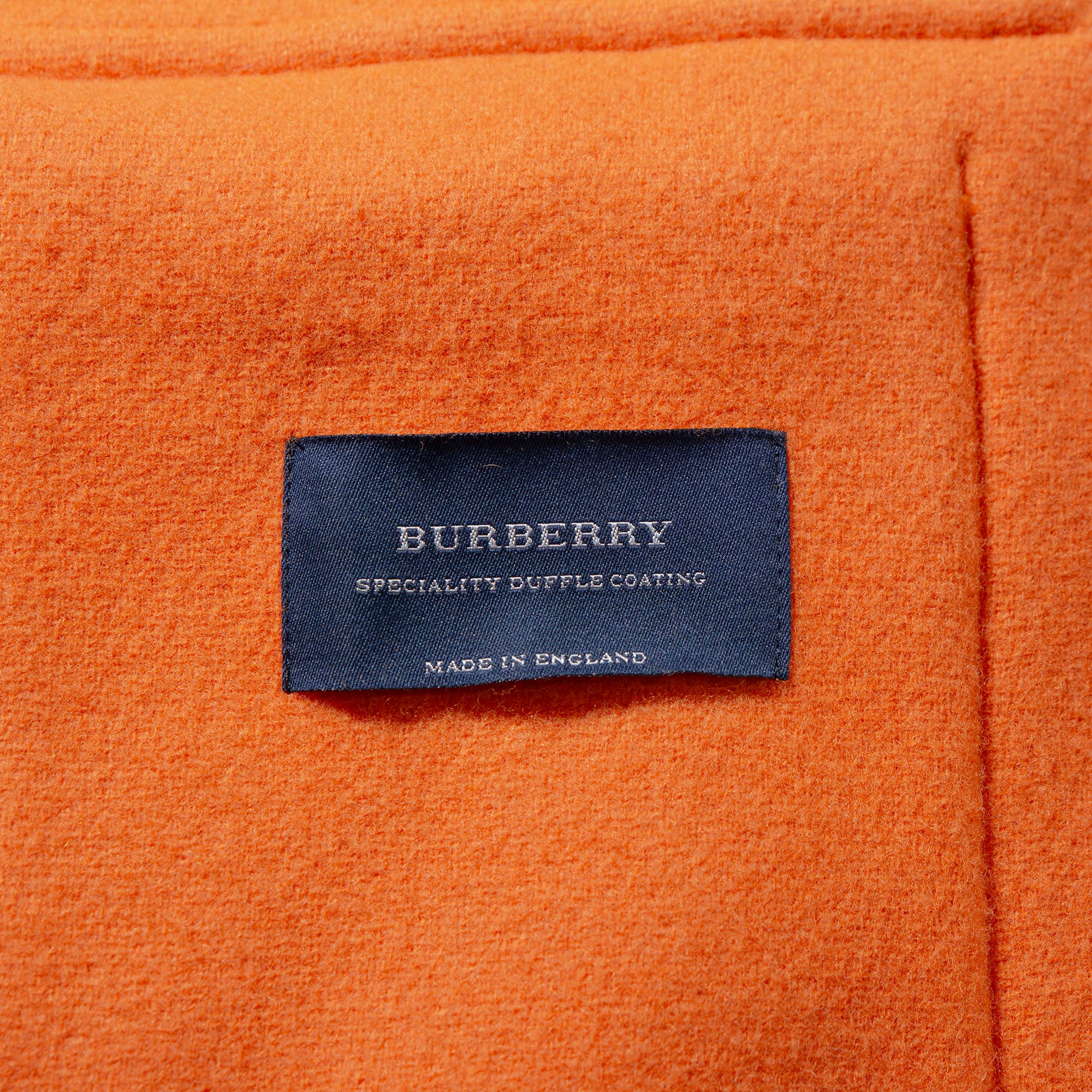 Burberry London Duffle Coat, Orange, Rare Color, Hooded, Made in England, Mid-Length, Toggle Button, Outerwear, Hooded Coat