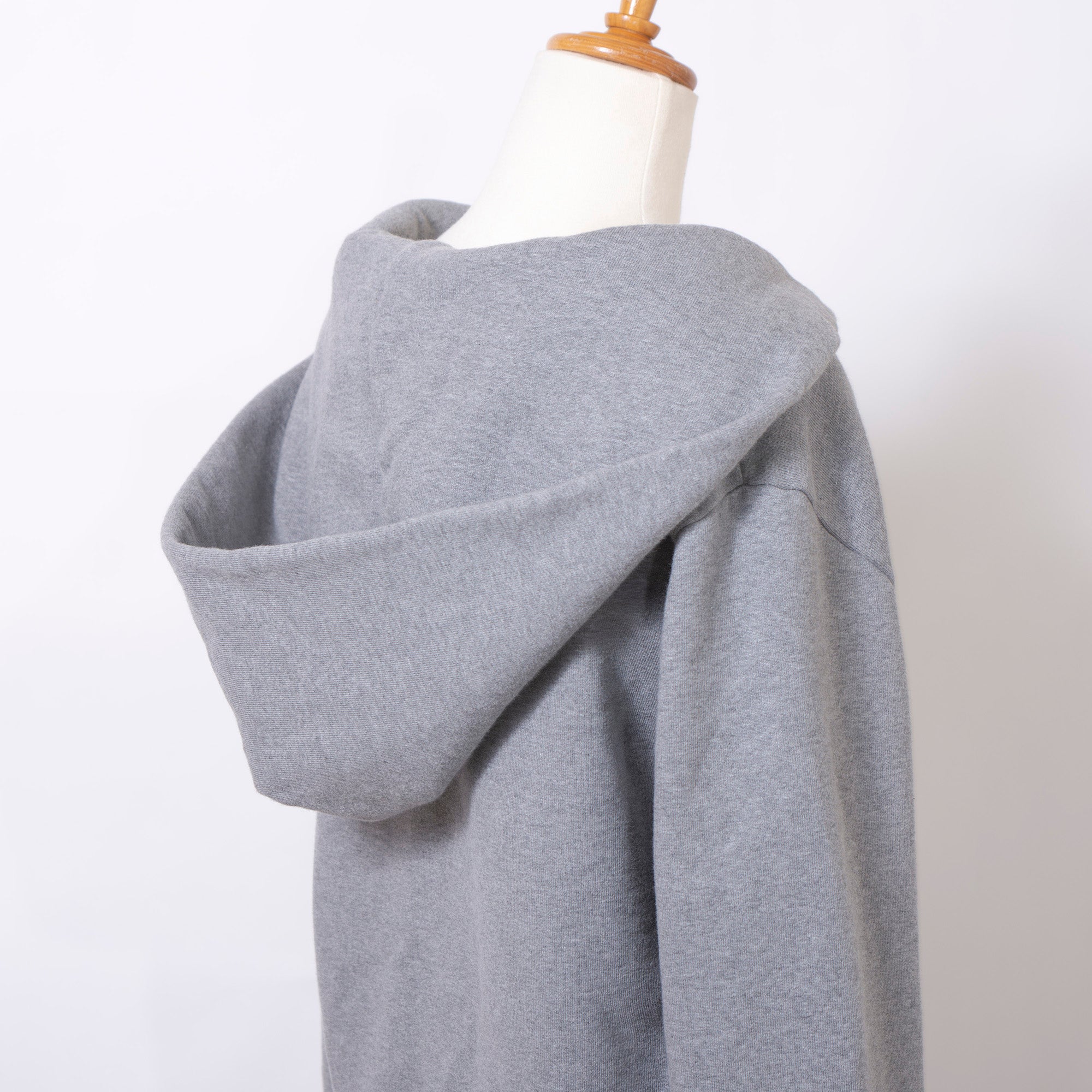 MM6 Maison Margiela fleece-lined hoodie in gray with a sailor collar and satin ribbon, size S.