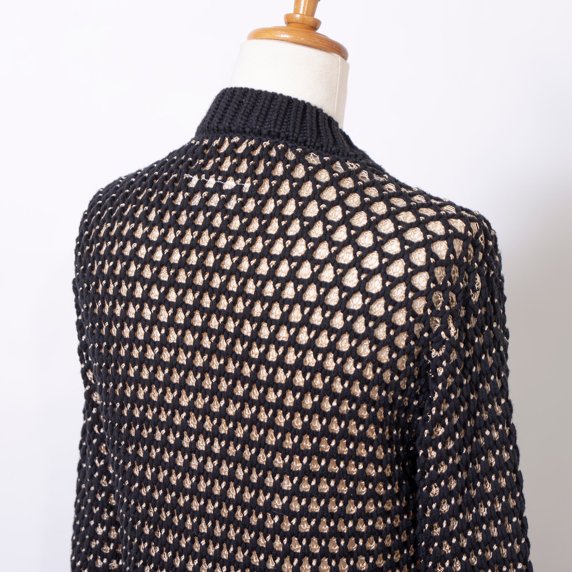 MM6 Maison Martin Margiela Women's Mesh Cardigan, Black, Size S, Knit Sweater