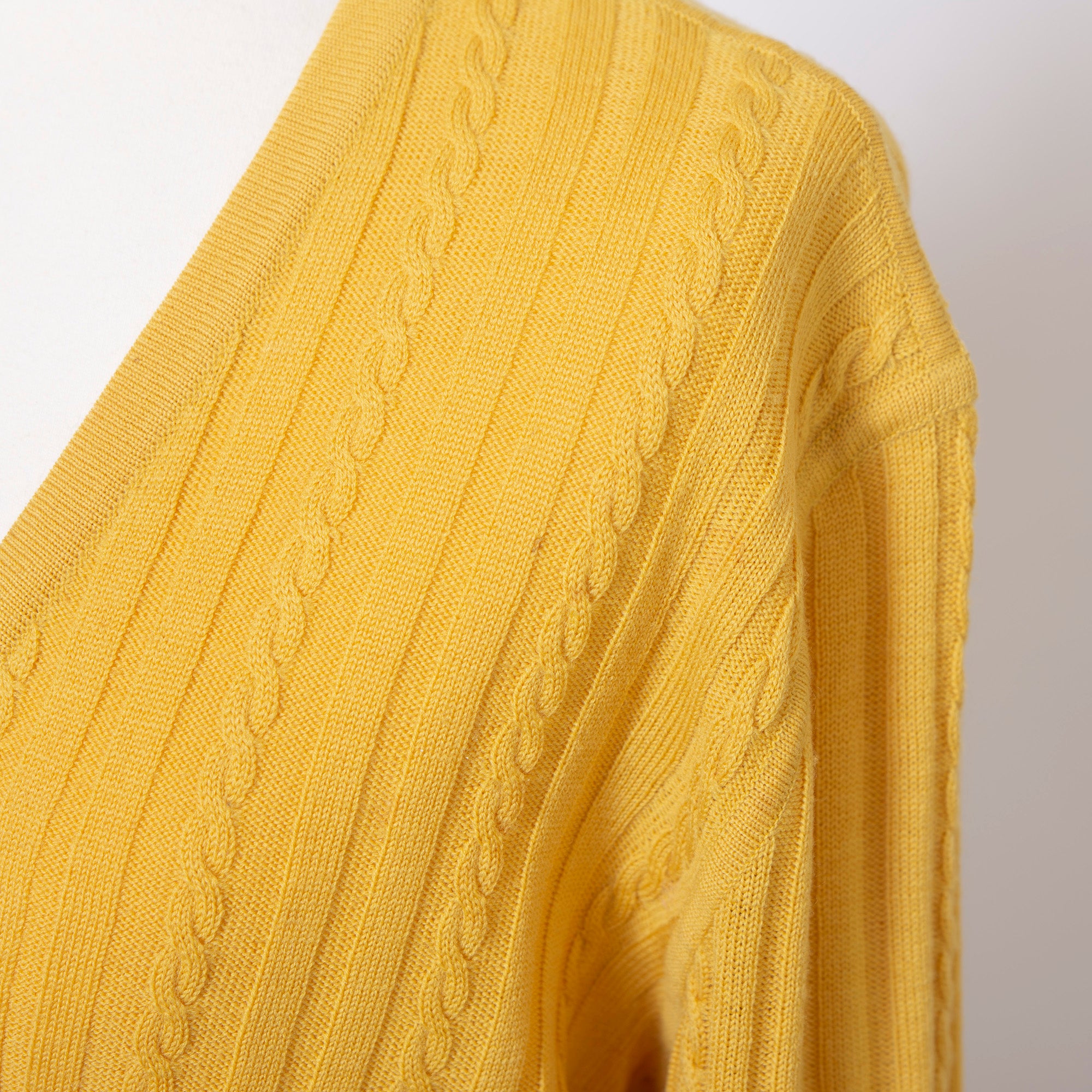 Christian Dior PRET-A-PORTER Cardigan, Cable Knit, Mustard, Women's, Size L