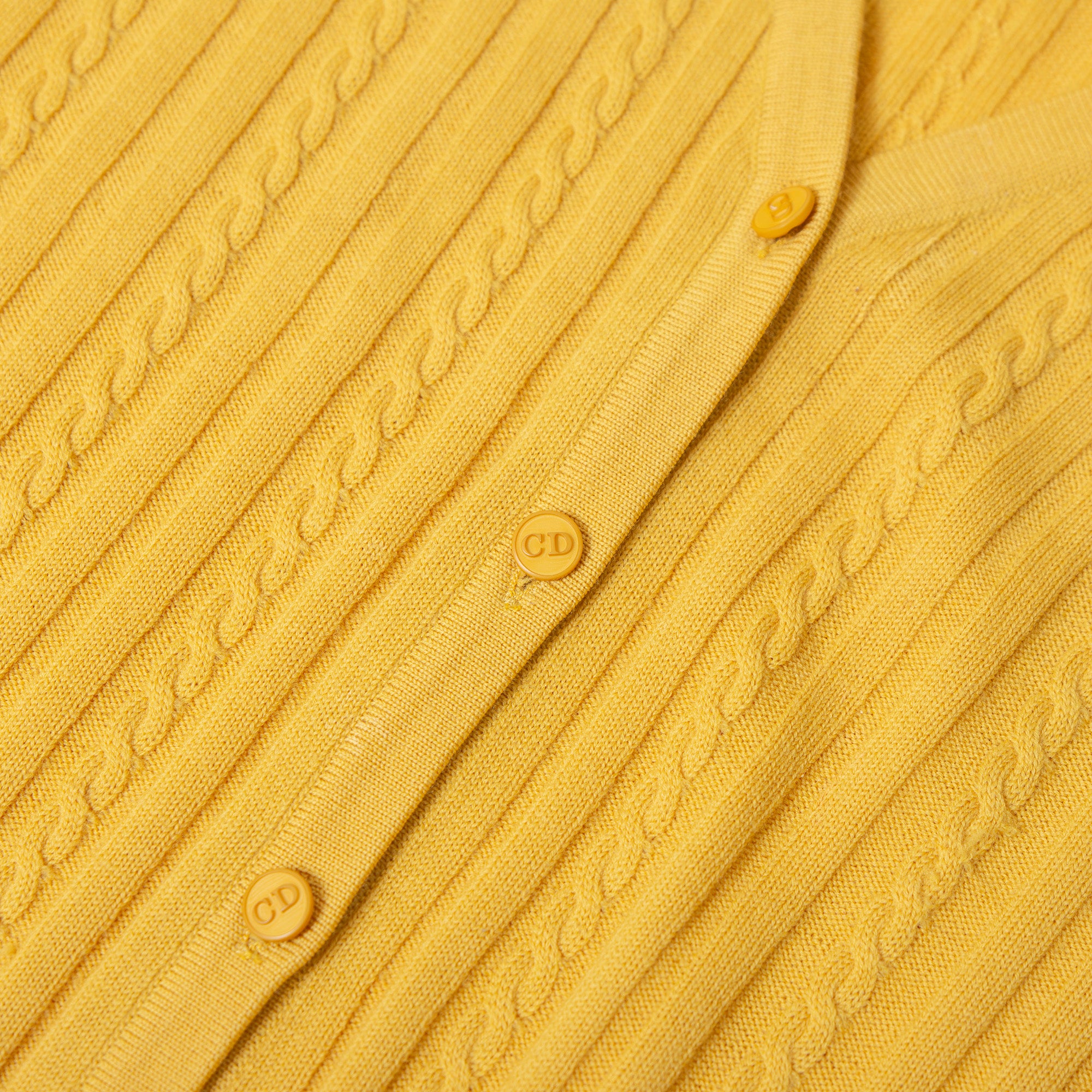 Christian Dior PRET-A-PORTER Cardigan, Cable Knit, Mustard, Women's, Size L
