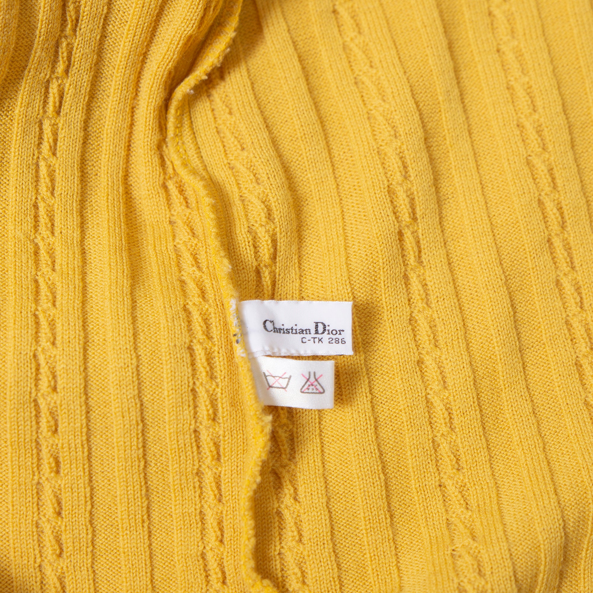 Christian Dior PRET-A-PORTER Cardigan, Cable Knit, Mustard, Women's, Size L