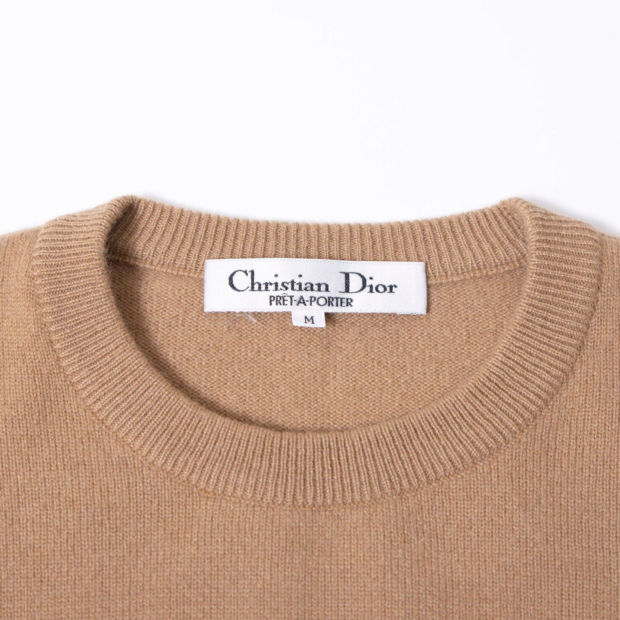 Christian Dior PRET-A-PORTER Christian Dior Pret-a-Porter Knit Crew Neck Sweater, Camel, Size M, Women's