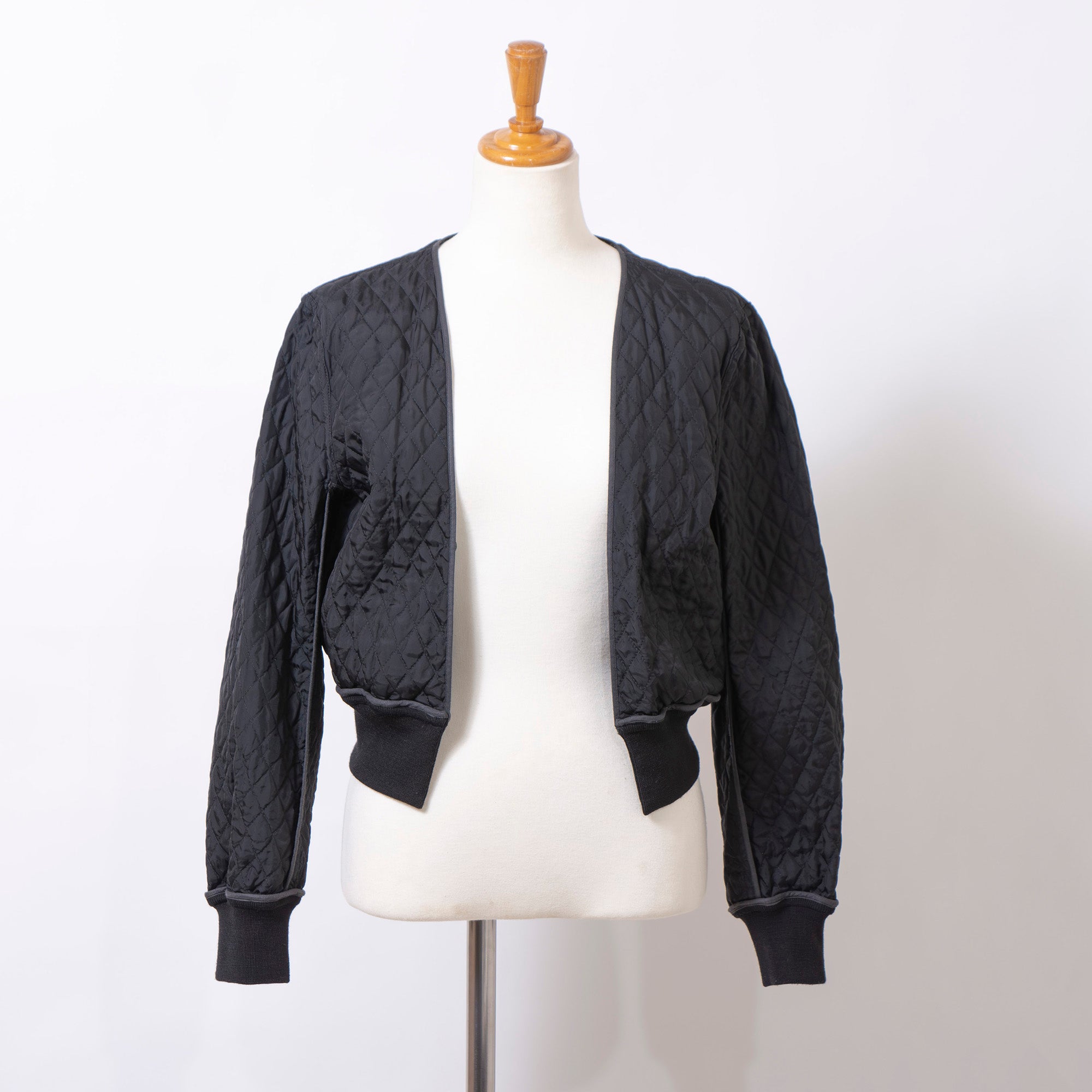 Comme des Garçons collarless jacket AD1989 with liner, archive Rei Kawakubo houndstooth check pattern short blouson
