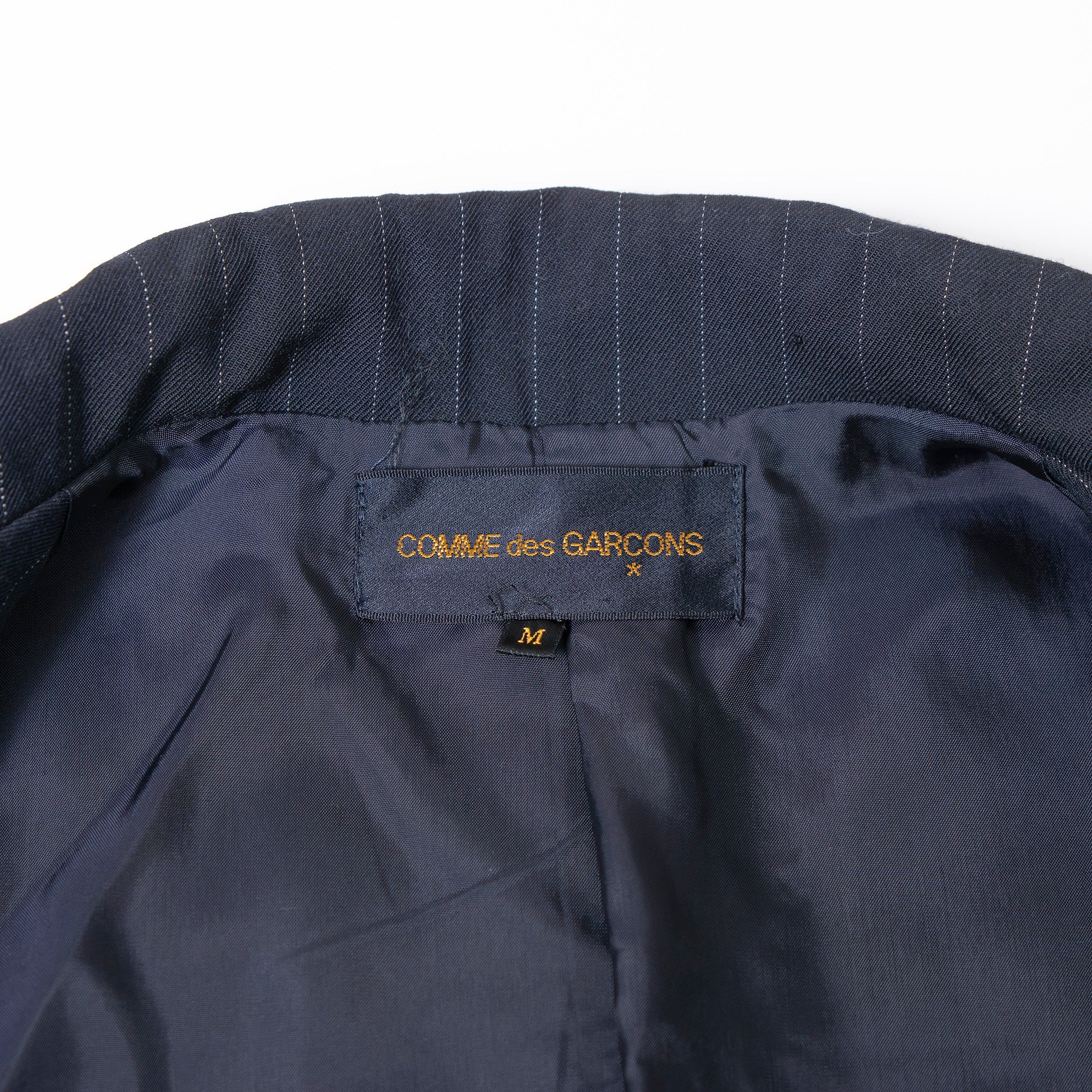 Comme des Garçons Balloon Coat, Navy, AD1992, Striped, Archive, Rei Kawakubo, Long Coat, Outerwear Jacket