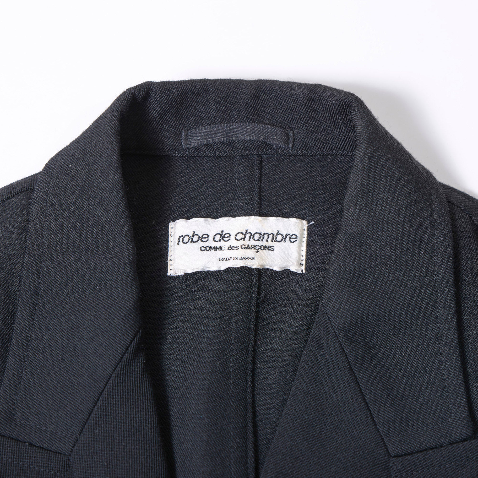 Comme des Garçons Robe de Chambre Long Coat in Black, AD1998, with Hook and Arrow Buttons, Archive, Rei Kawakubo Wool Coat