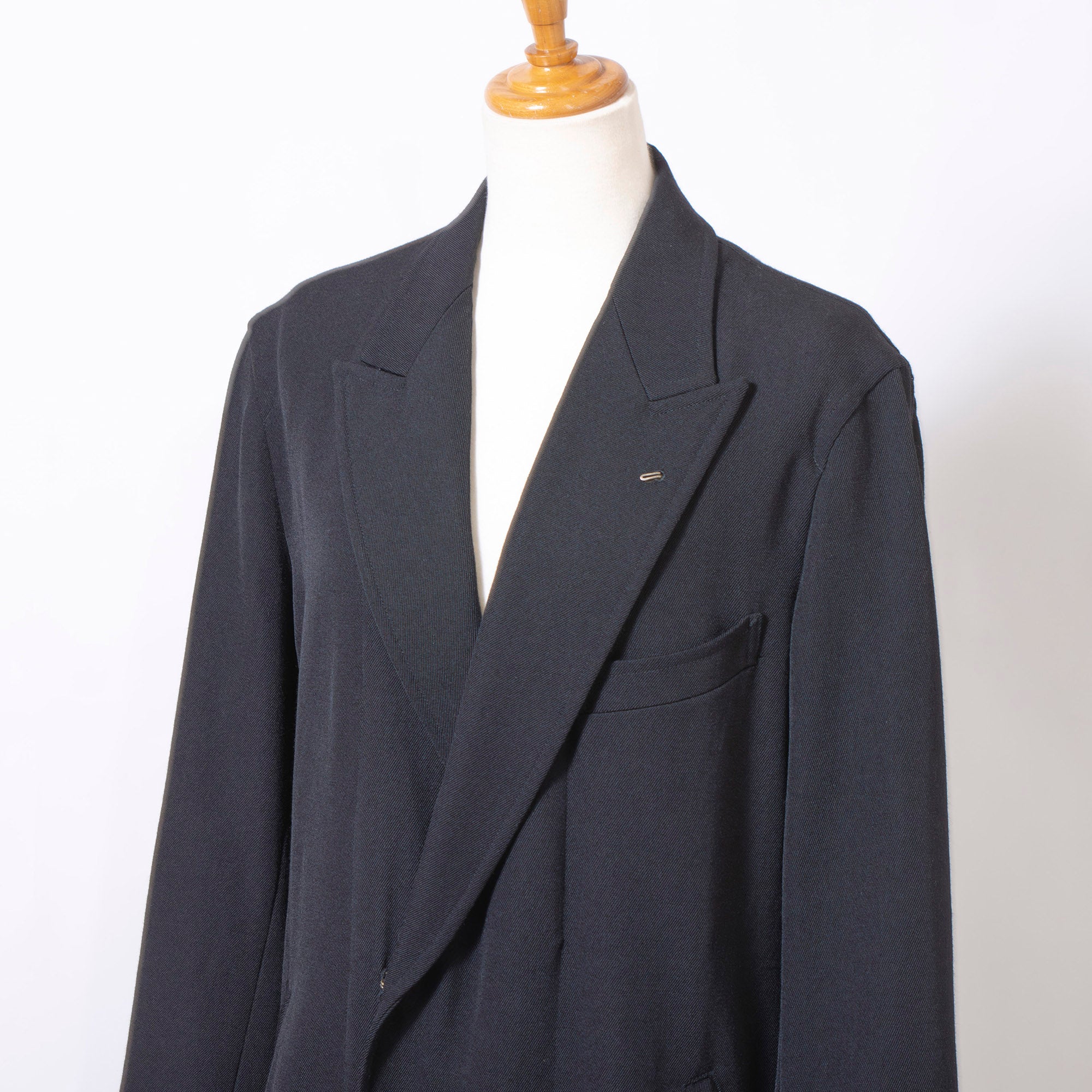 Comme des Garçons Robe de Chambre Long Coat in Black, AD1998, with Hook and Arrow Buttons, Archive, Rei Kawakubo Wool Coat